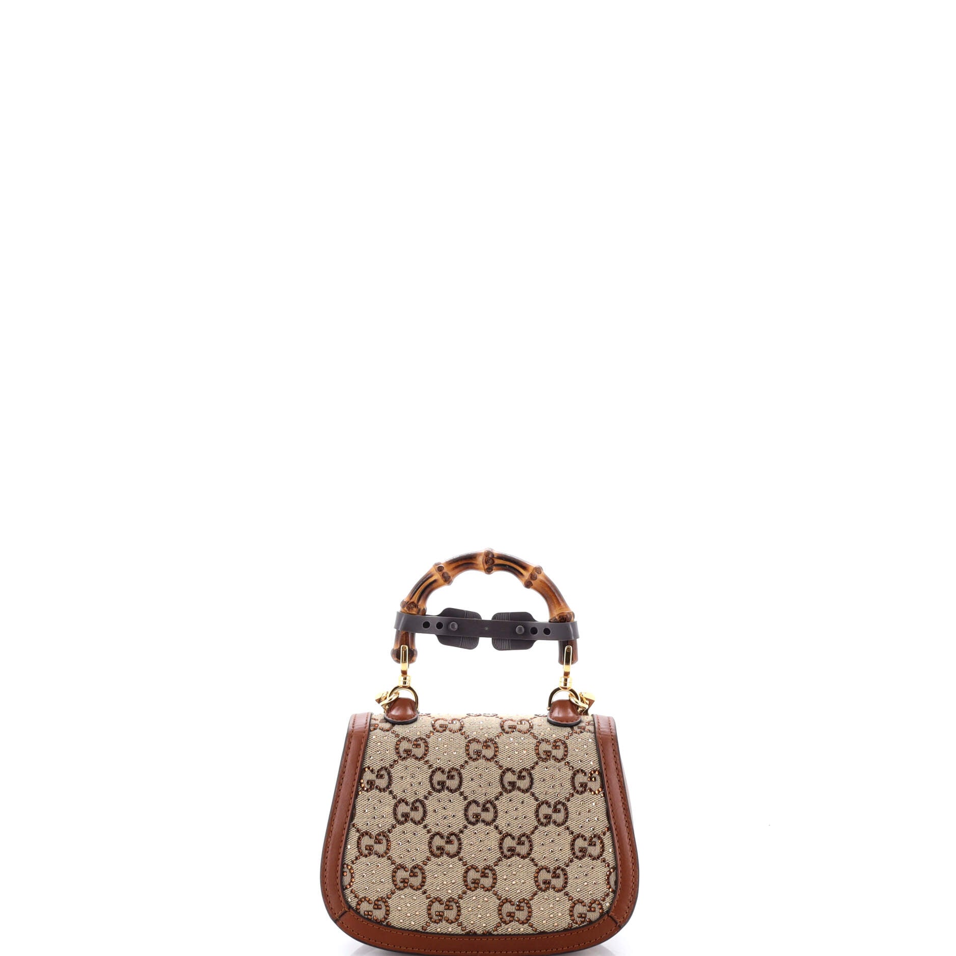 Bamboo 1947 Top Handle Bag Crystal Embellished GG Canvas Mini - Image 3