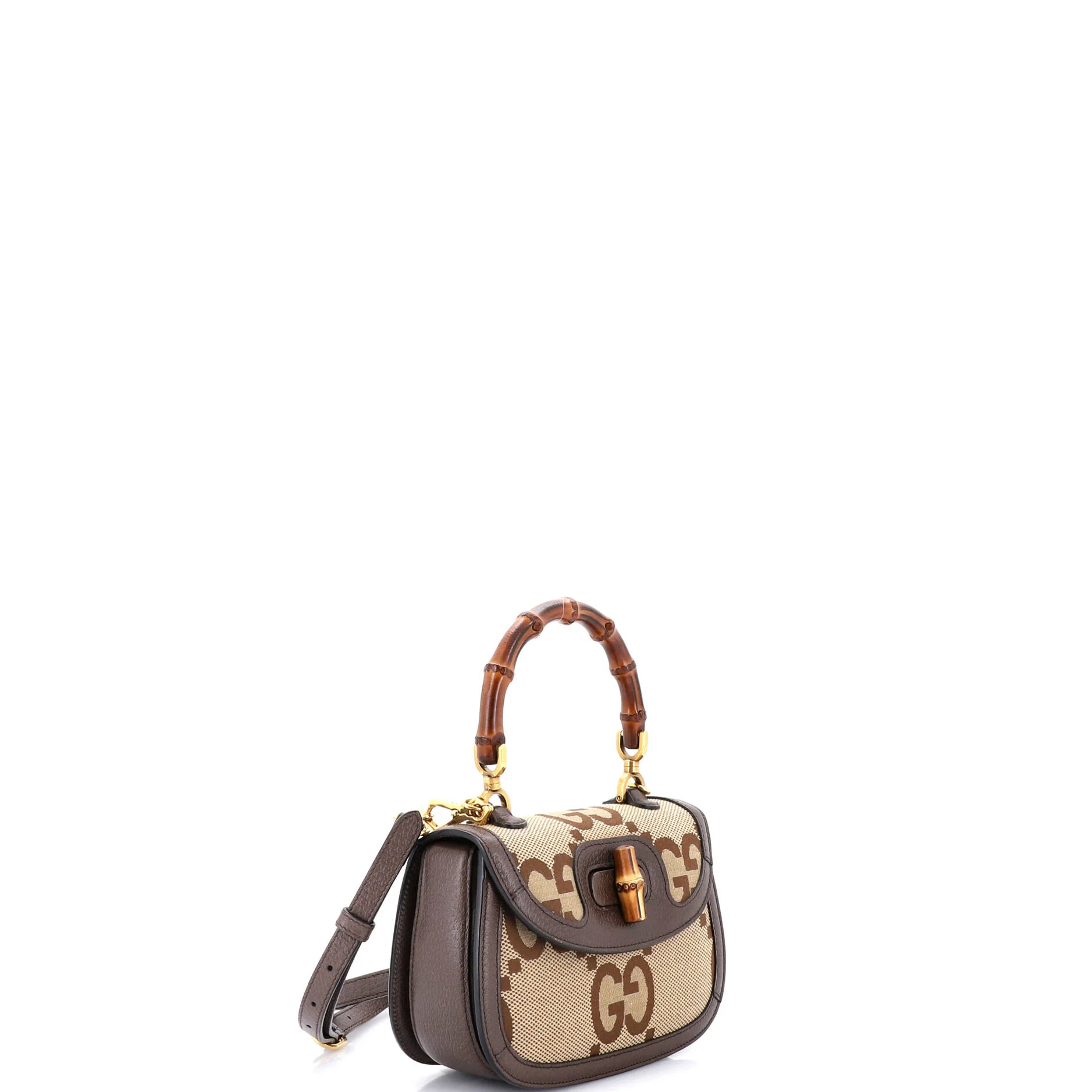 Bamboo 1947 Top Handle Bag Jumbo GG Canvas Small - Image 3