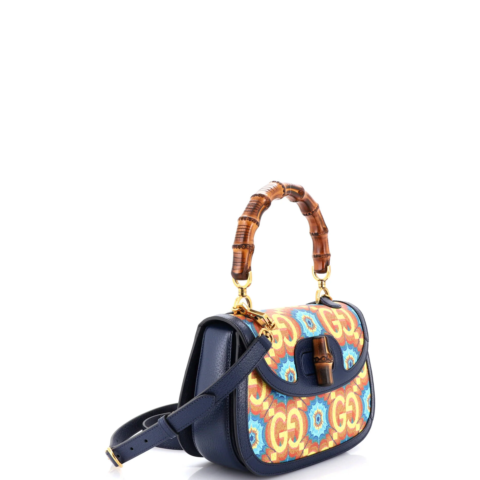 Bamboo 1947 Top Handle Bag Kaleidoscope Print GG Coated Canvas Medium - Image 2