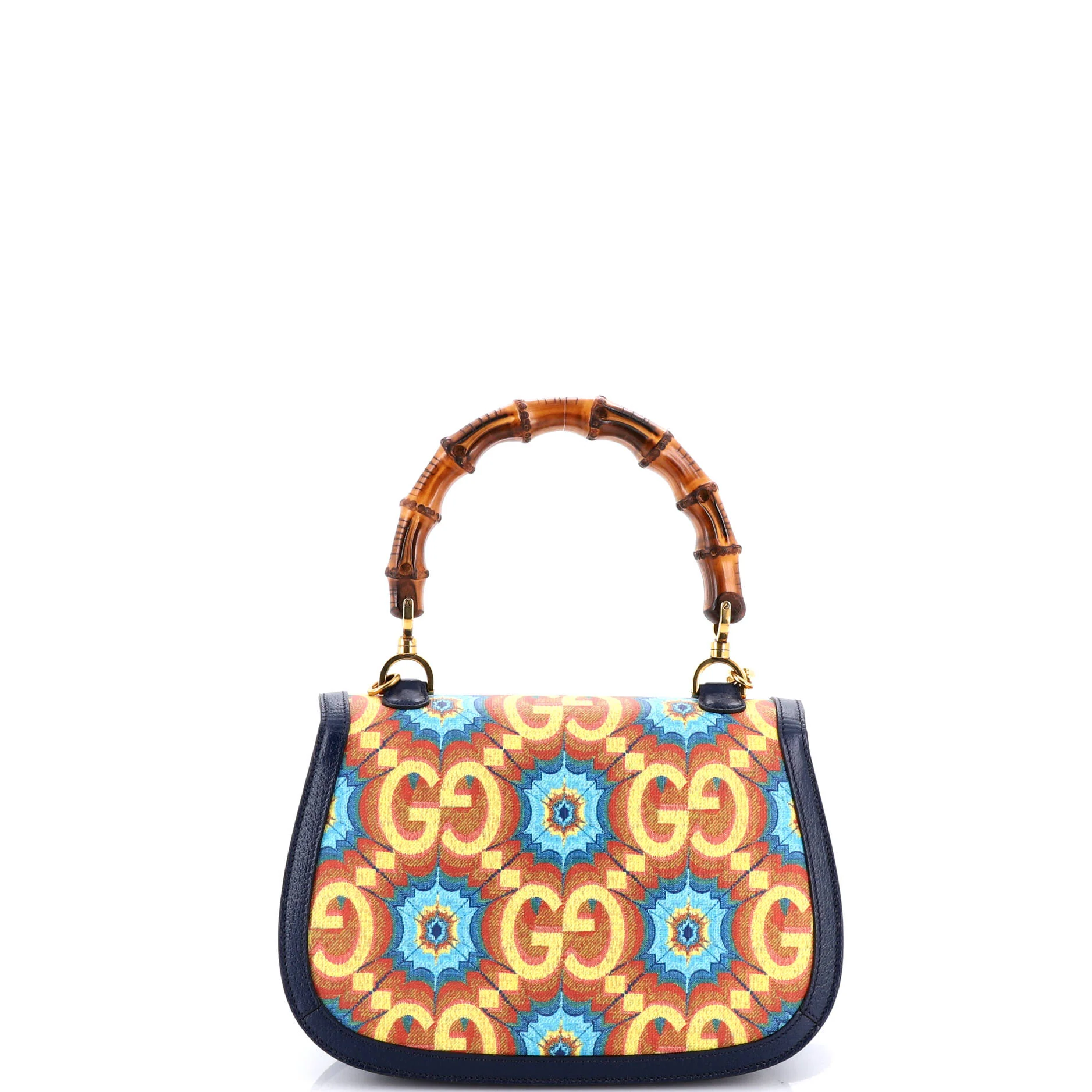 Bamboo 1947 Top Handle Bag Kaleidoscope Print GG Coated Canvas Medium - Image 3