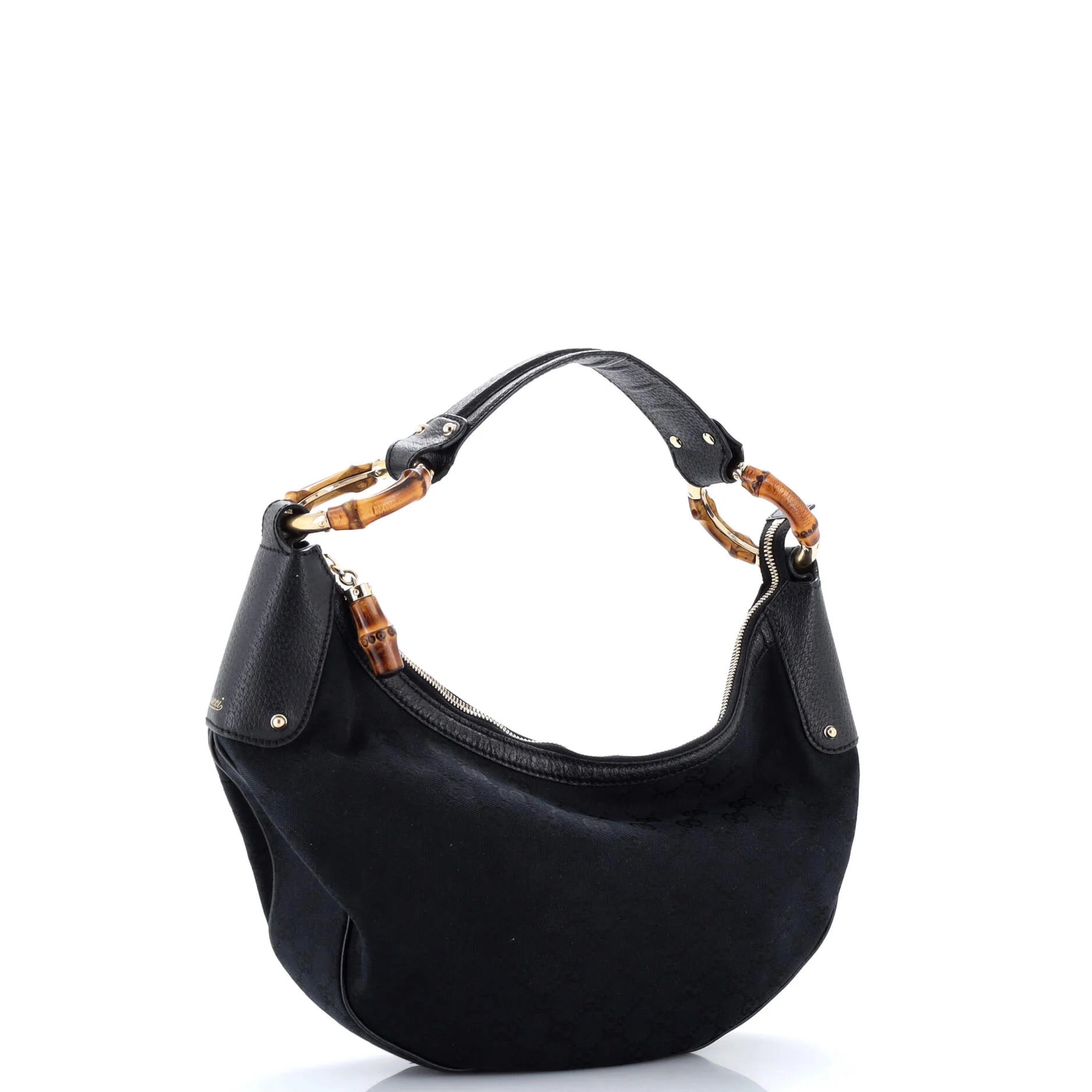Bamboo Ring Half Moon Web Hobo GG Canvas Medium - Image 2