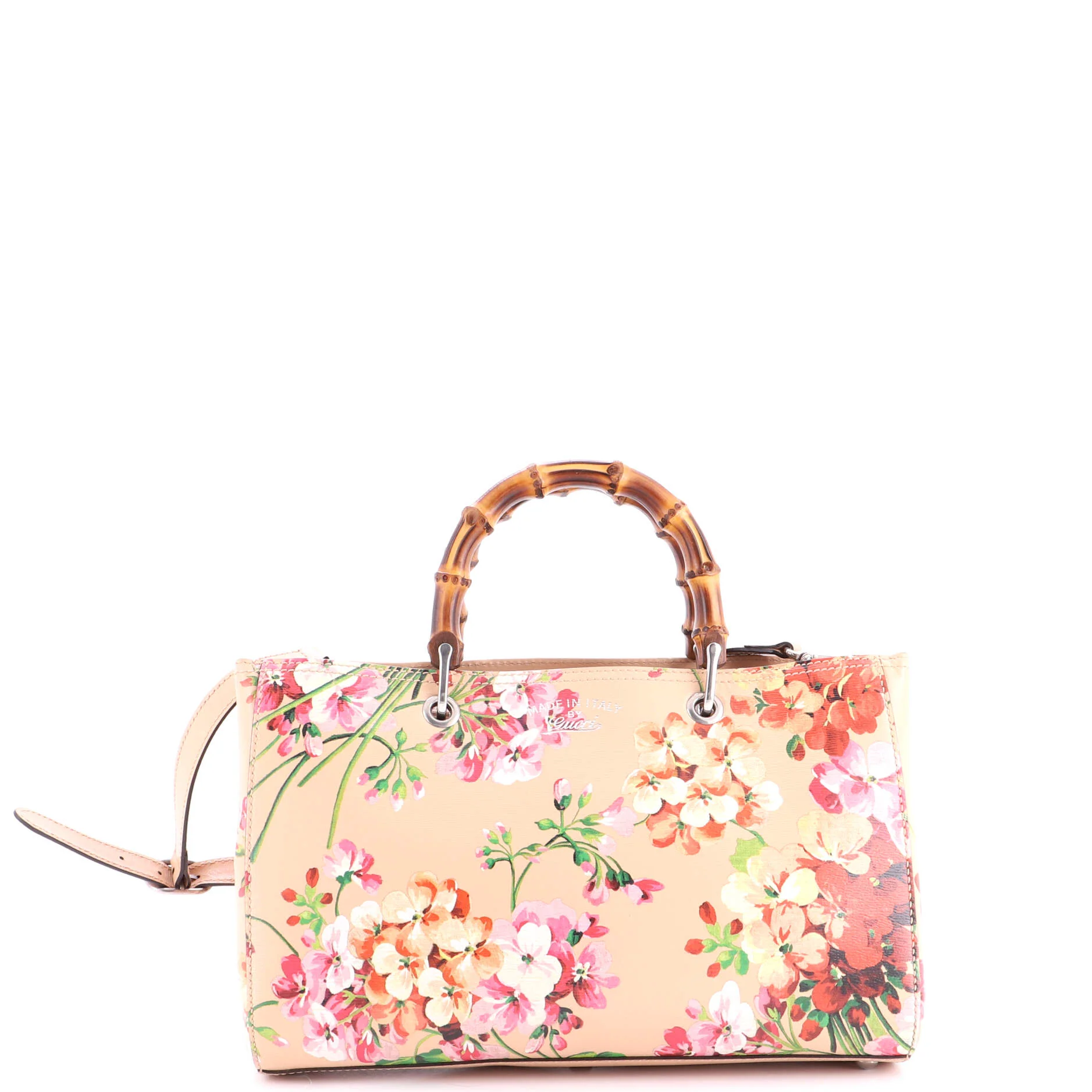 Bamboo Shopper Tote Blooms Print Leather Medium