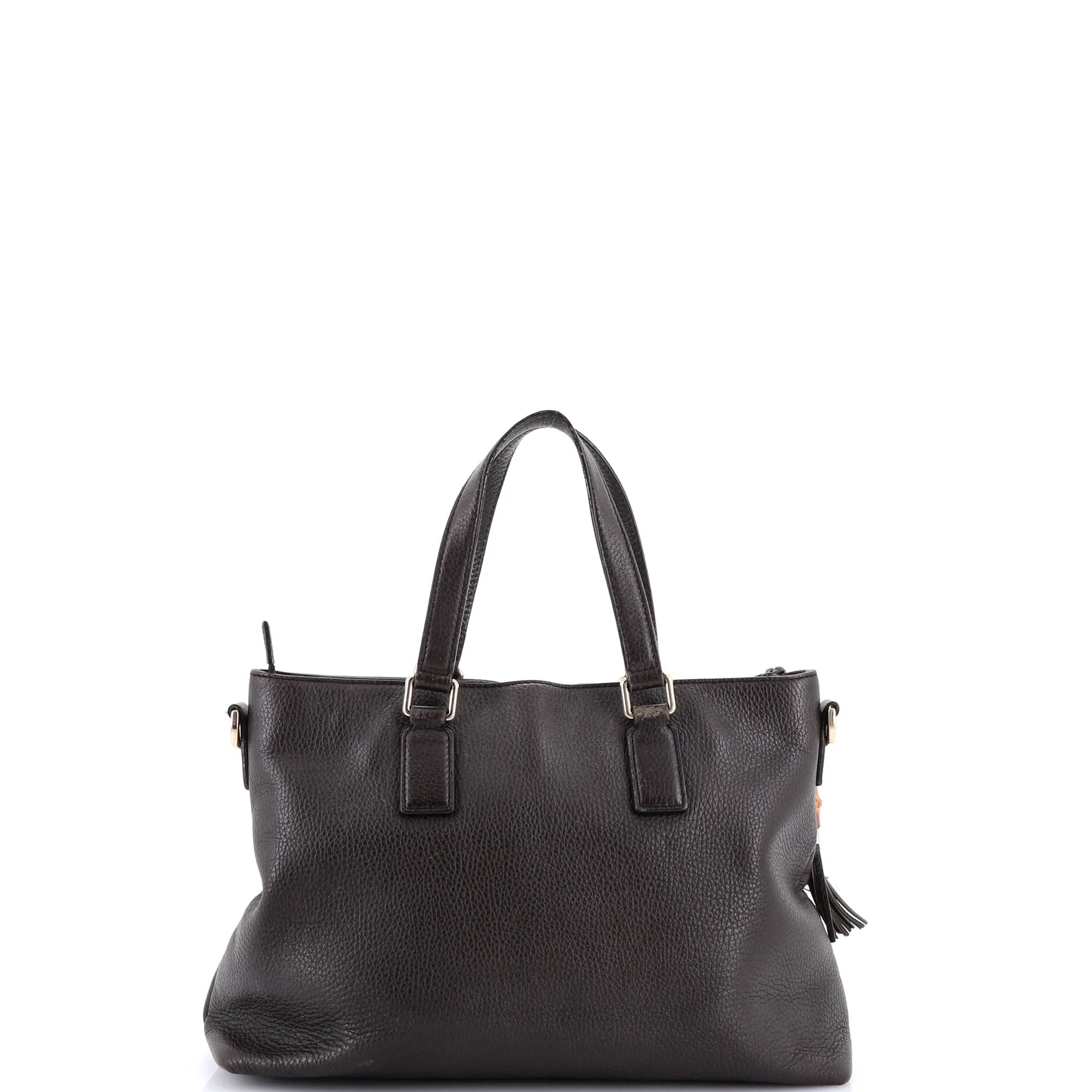 Bamboo Tassel Convertible Zip Tote Leather Medium - Image 3