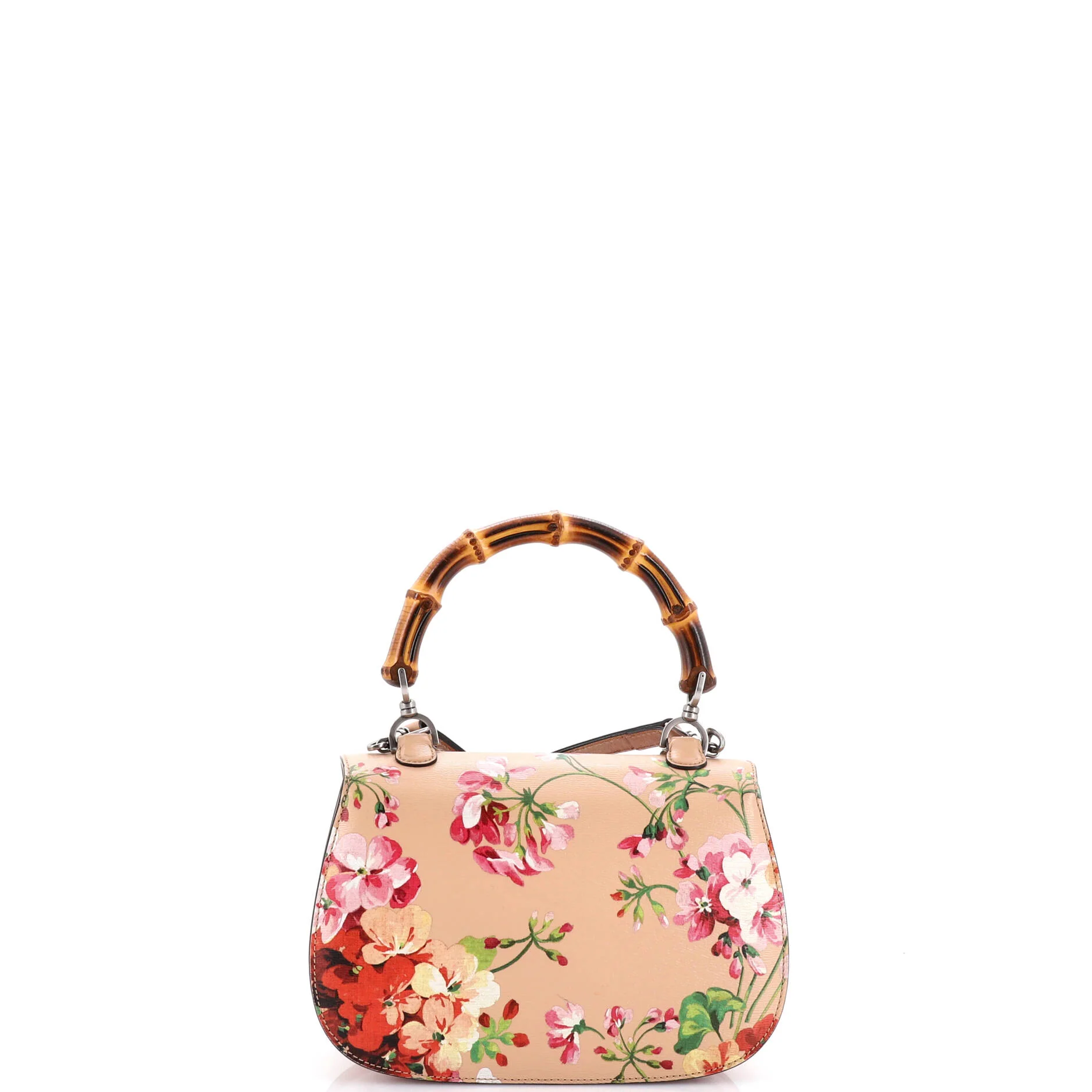 Bamboo Top Handle Bag Blooms Print Leather Small - Image 3