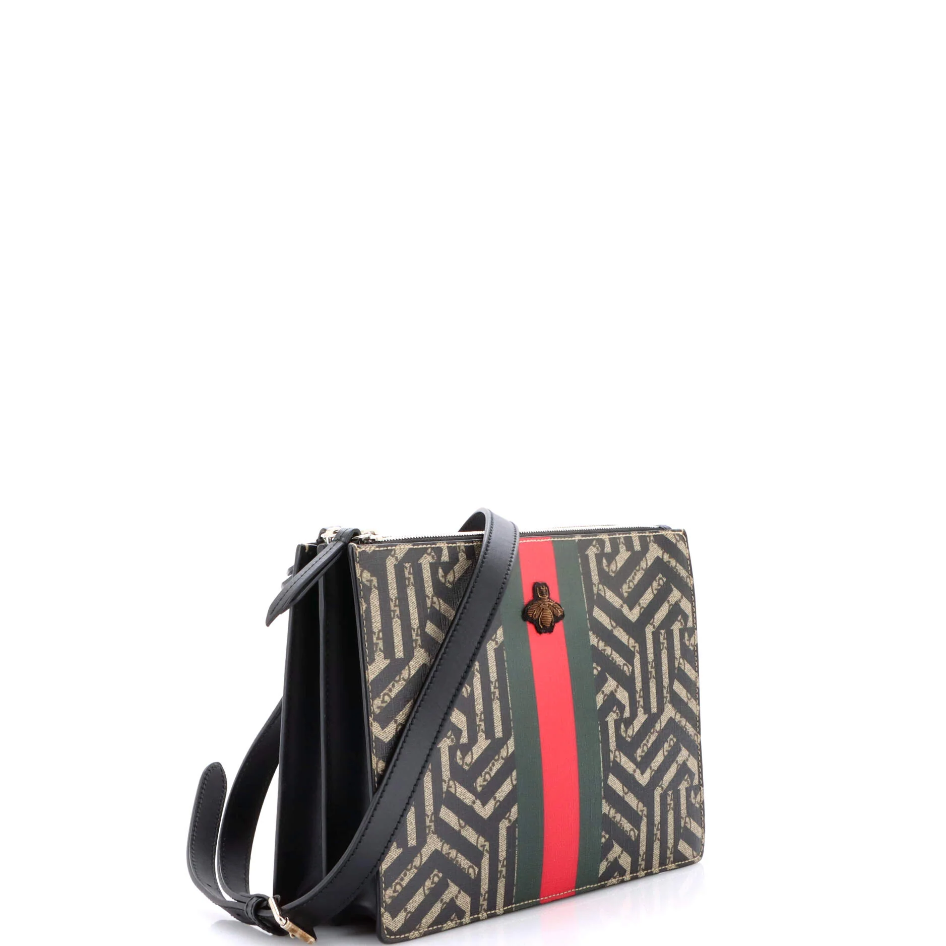 Bee Web Zip Messenger Bag Caleido GG Coated Canvas Small - Image 2