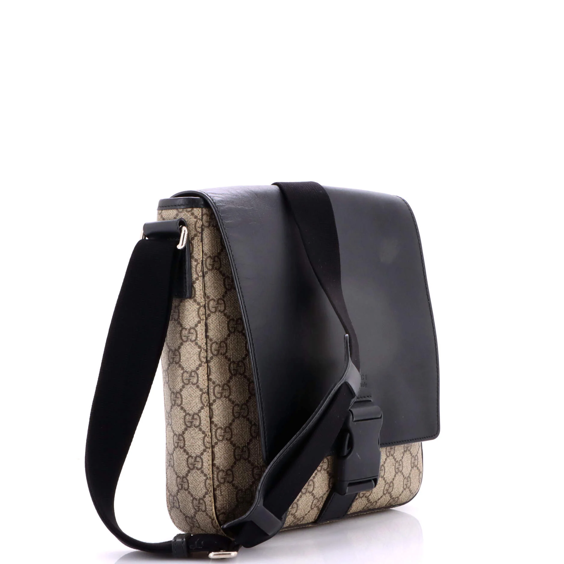 Buckle Flap Messenger Bag GG Coated Canvas with Leather Medium - Image 2