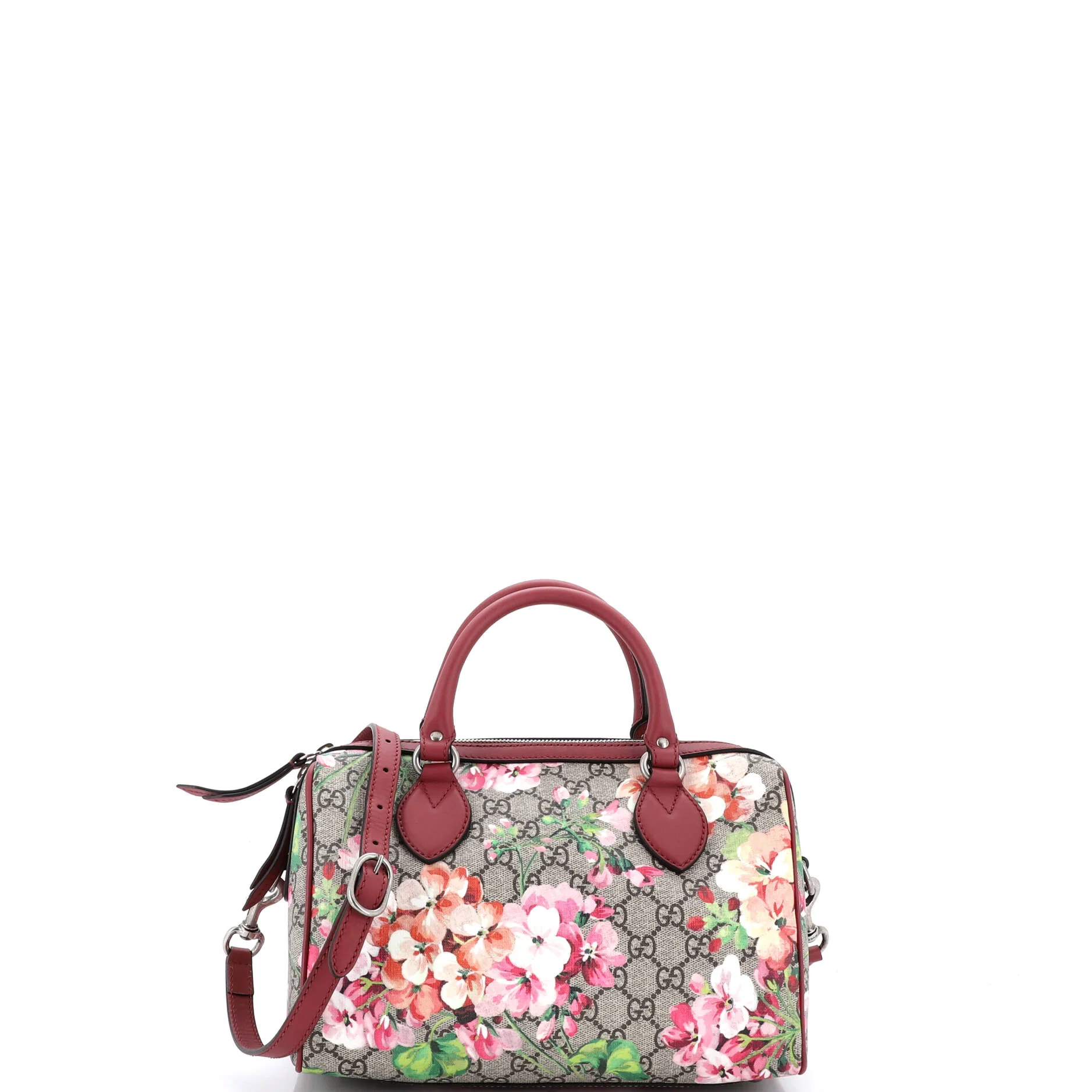 Convertible Boston Bag Blooms Print GG Coated Canvas Small