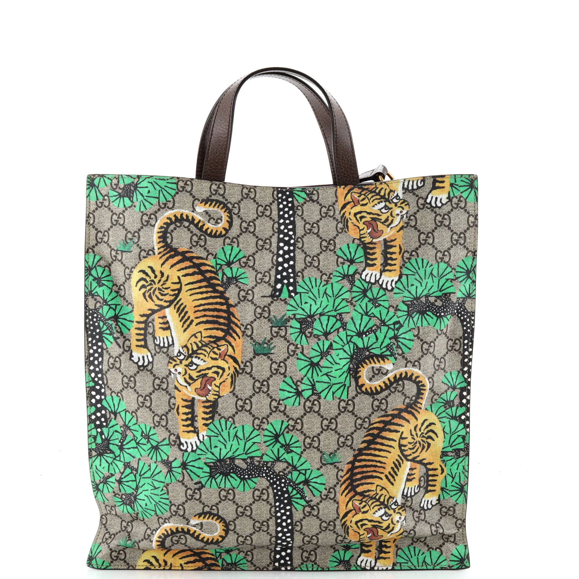 Convertible Soft Open Tote Bengal Print GG Coated Canvas Tall - Image 3