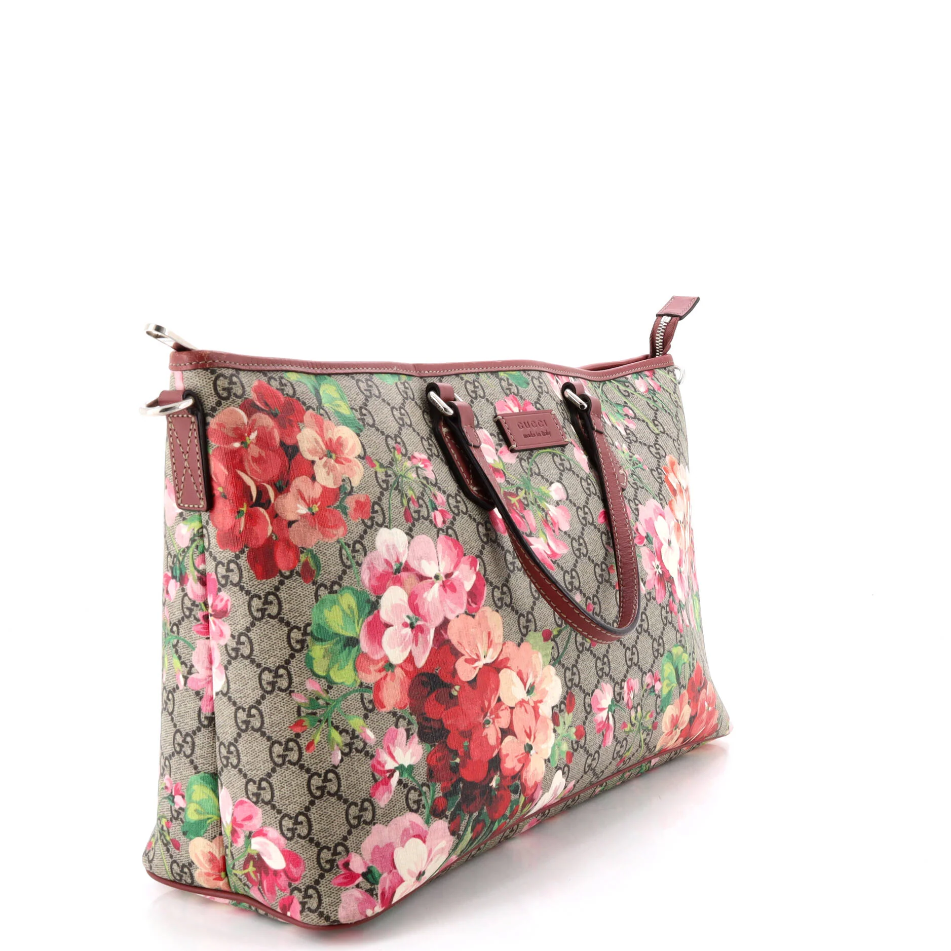 Convertible Zip Tote Blooms Print GG Coated Canvas Large - Image 2