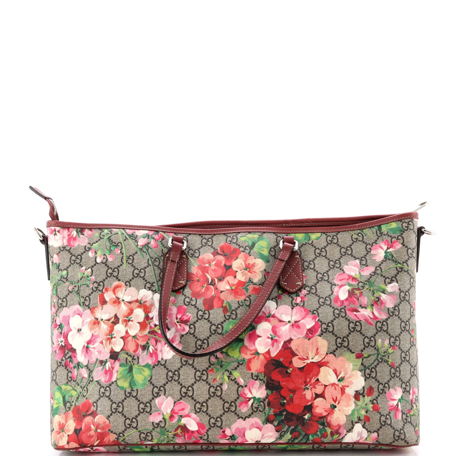 Convertible Zip Tote Blooms Print GG Coated Canvas Large - Image 3