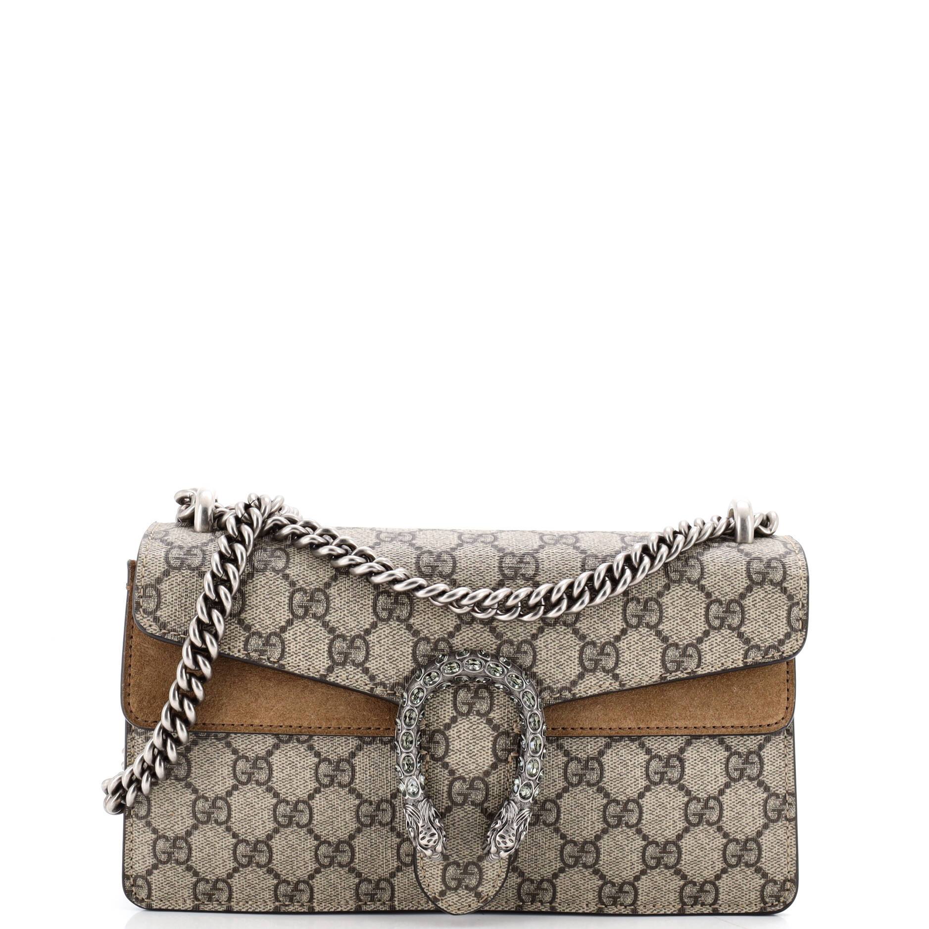 Dionysus Bag GG Coated Canvas with Crystal Embellished Metal Small