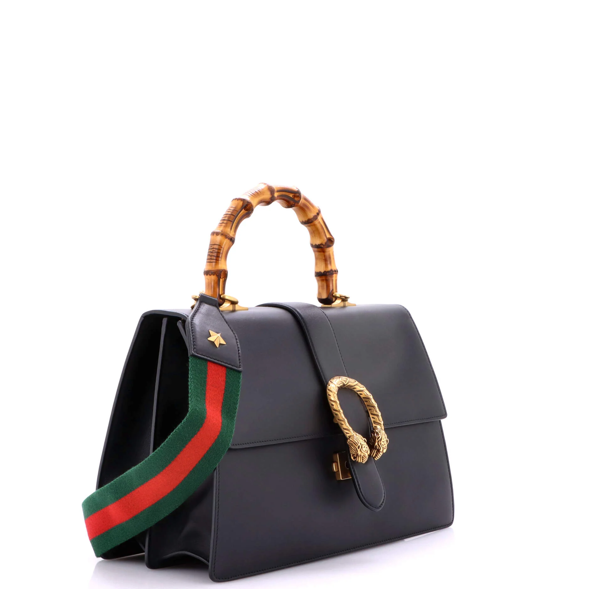 Dionysus Bamboo Top Handle Bag Leather Large - Image 3