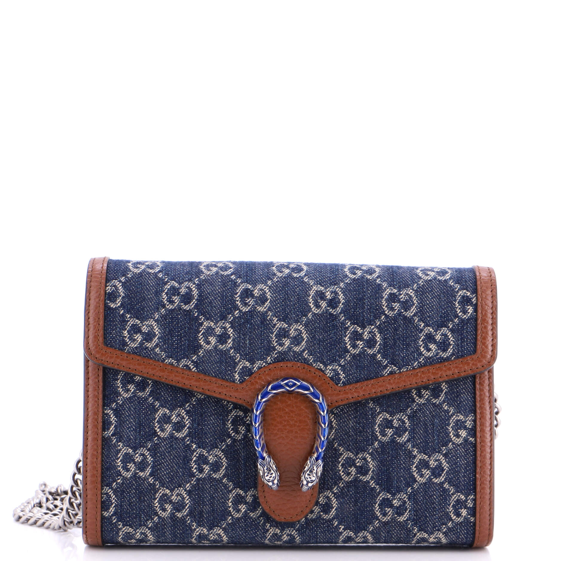 Dionysus Chain Wallet GG Denim Small