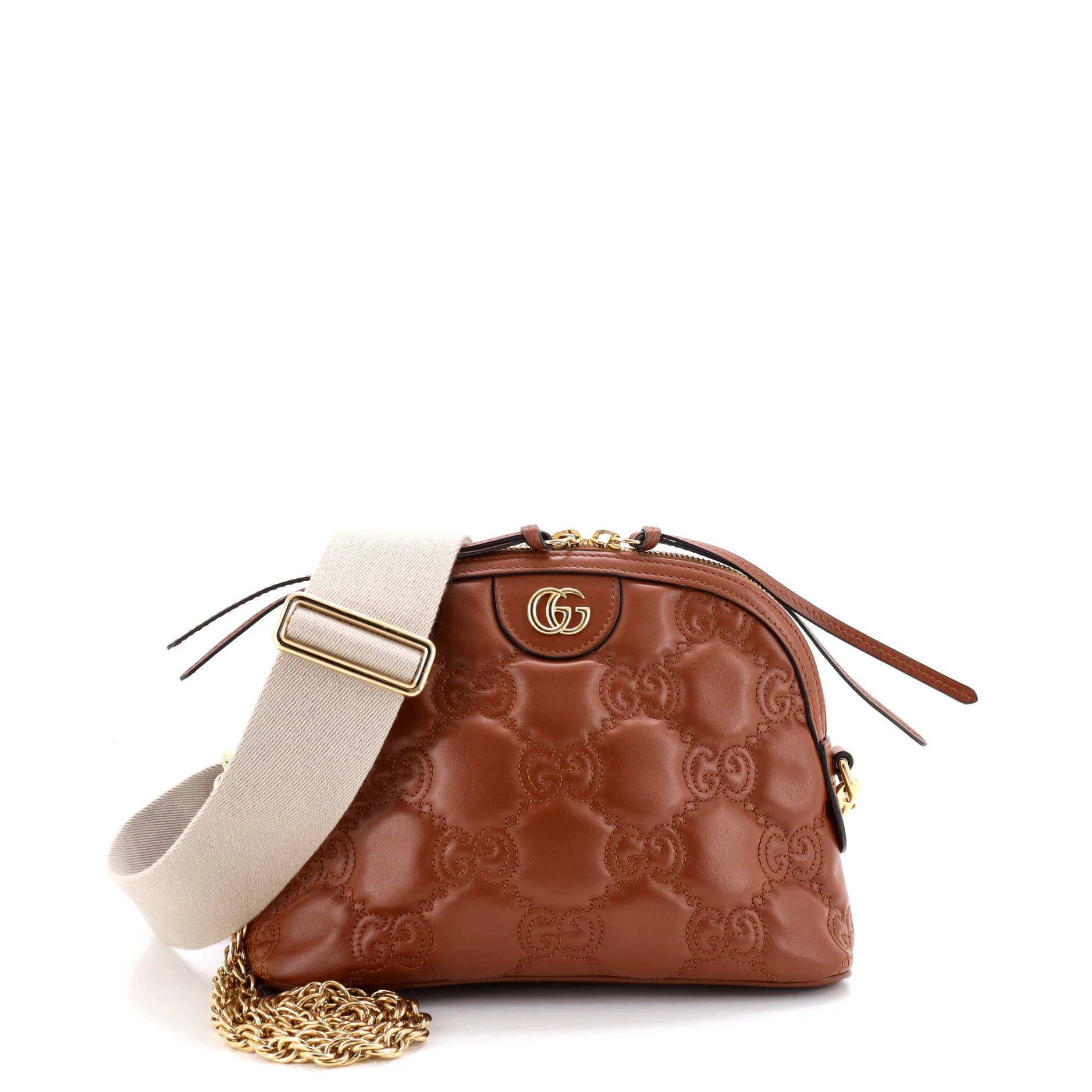 Dome Chain Zip Shoulder Bag GG Matelasse Leather Small