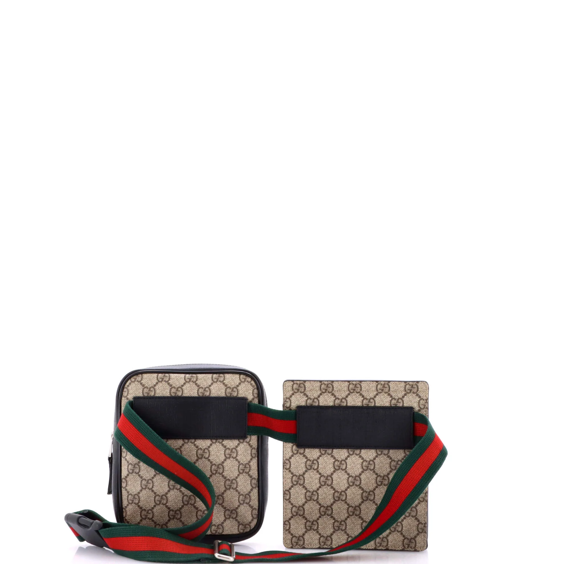 Double Web Belt Bag GG Coated Canvas with Leather - Image 3