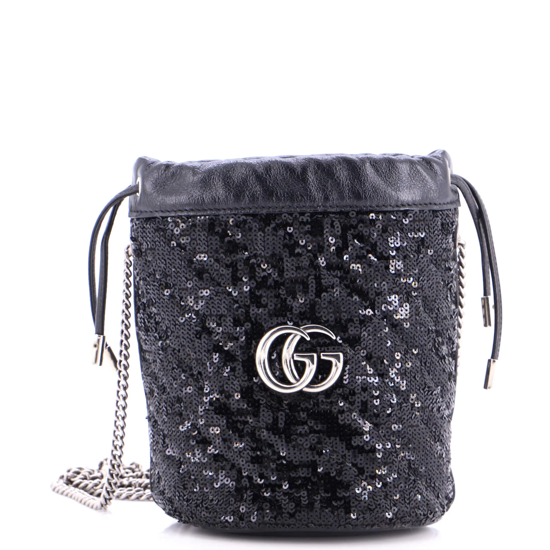 GG Marmont Bucket Bag Diagonal Quilted Sequins Mini