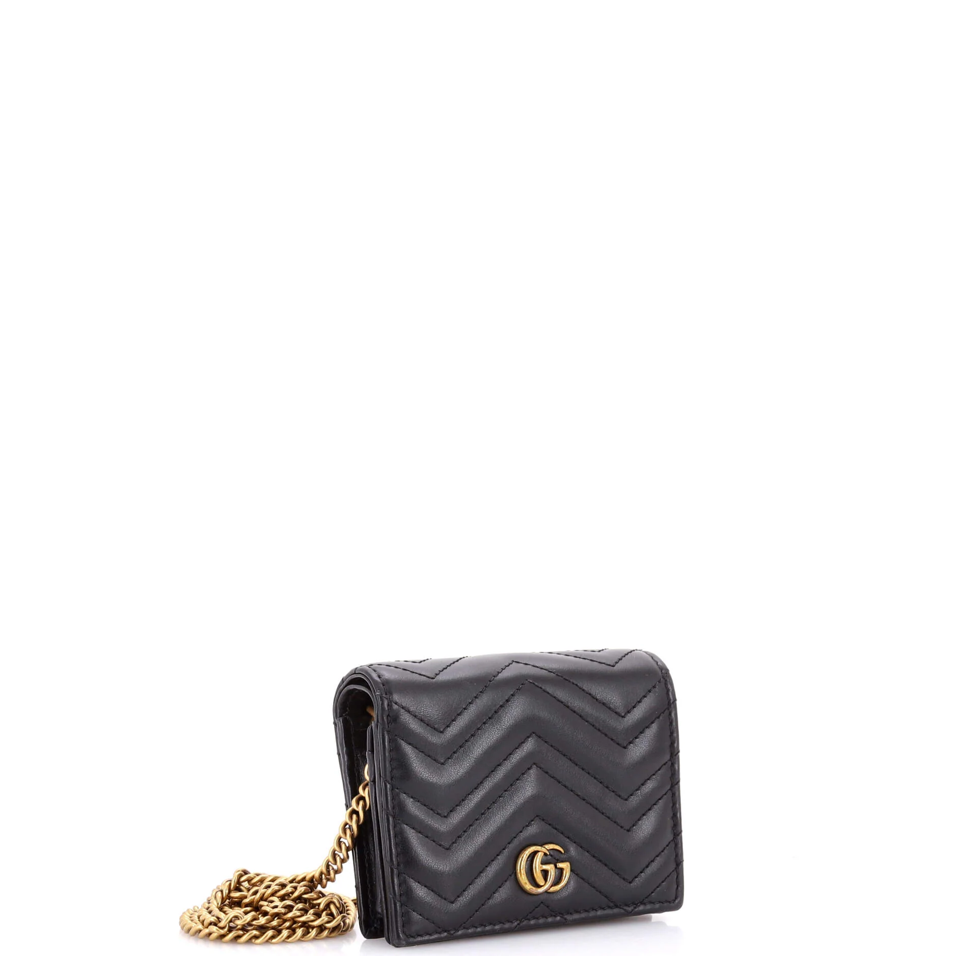 GG Marmont Card Case on Chain Matelasse Leather - Image 2
