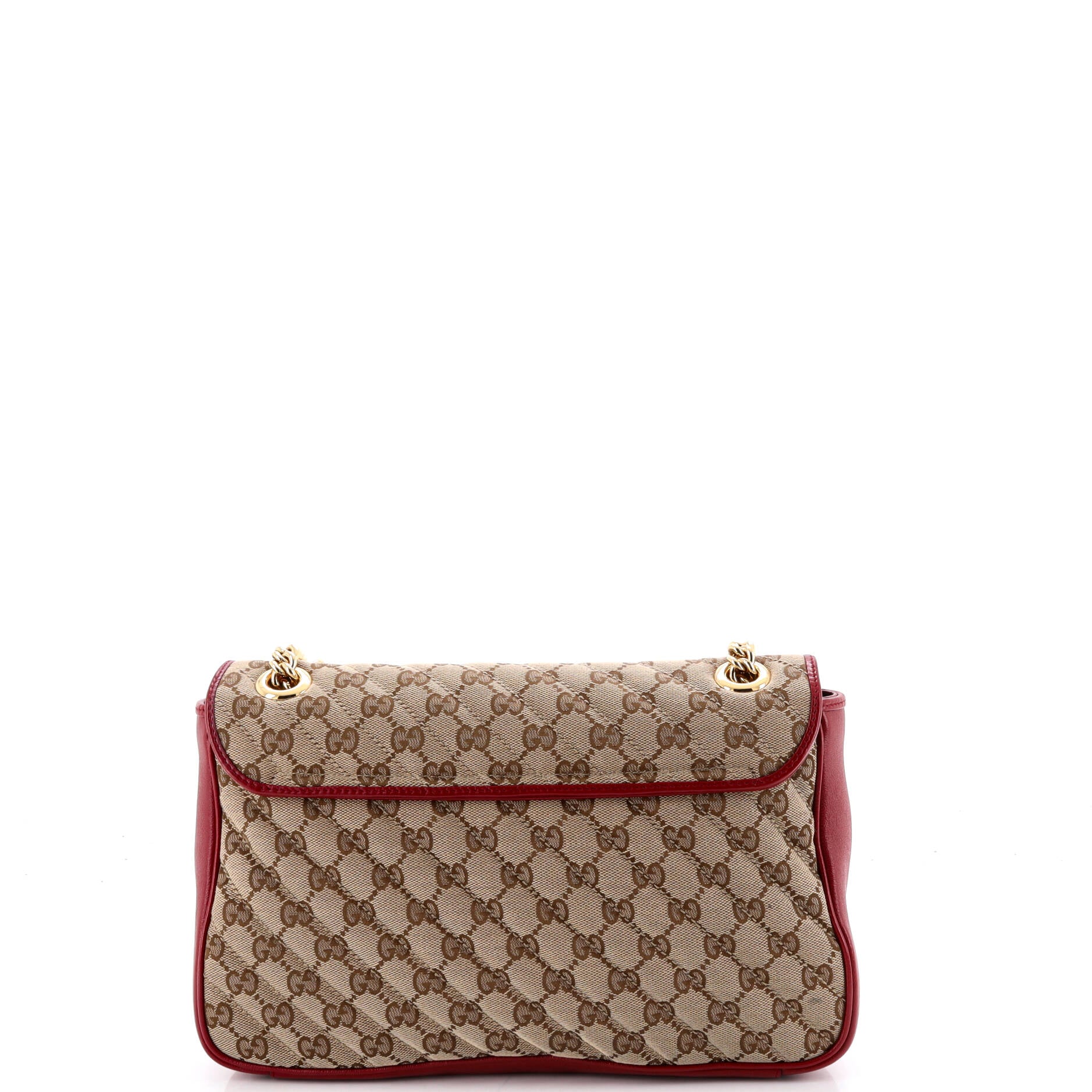 GG Marmont Flap Bag Diagonal Quilted GG Canvas with Leather Medium - Image 3