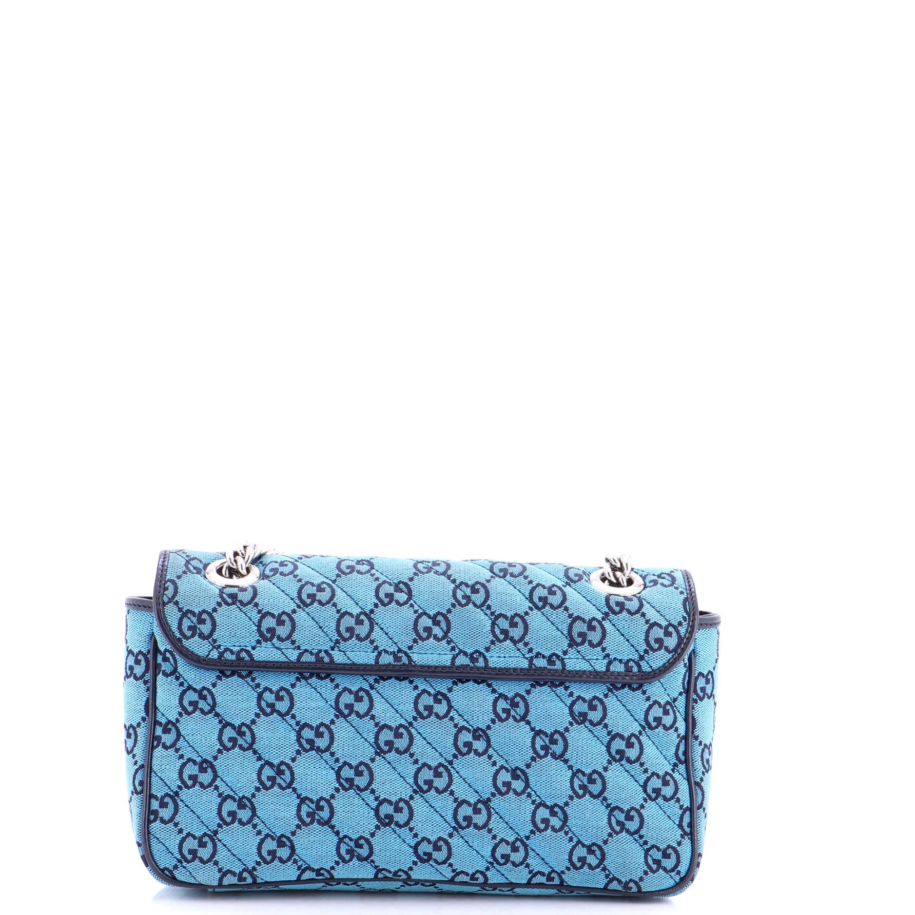 GG Marmont Flap Bag Diagonal Quilted GG Canvas with Leather Small - Image 3