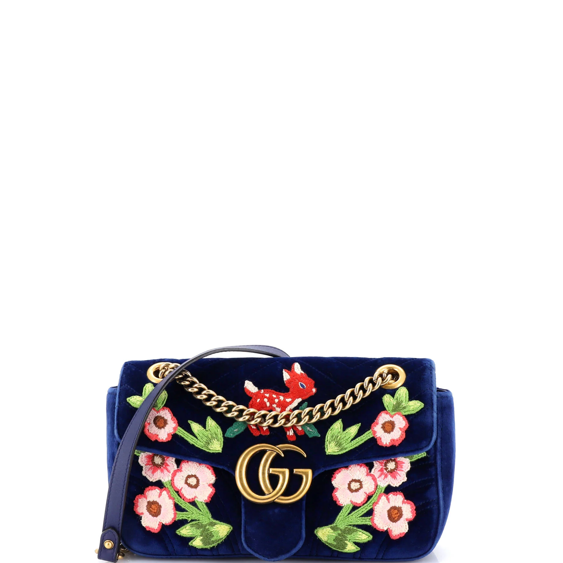GG Marmont Flap Bag Embroidered Matelasse Velvet Small