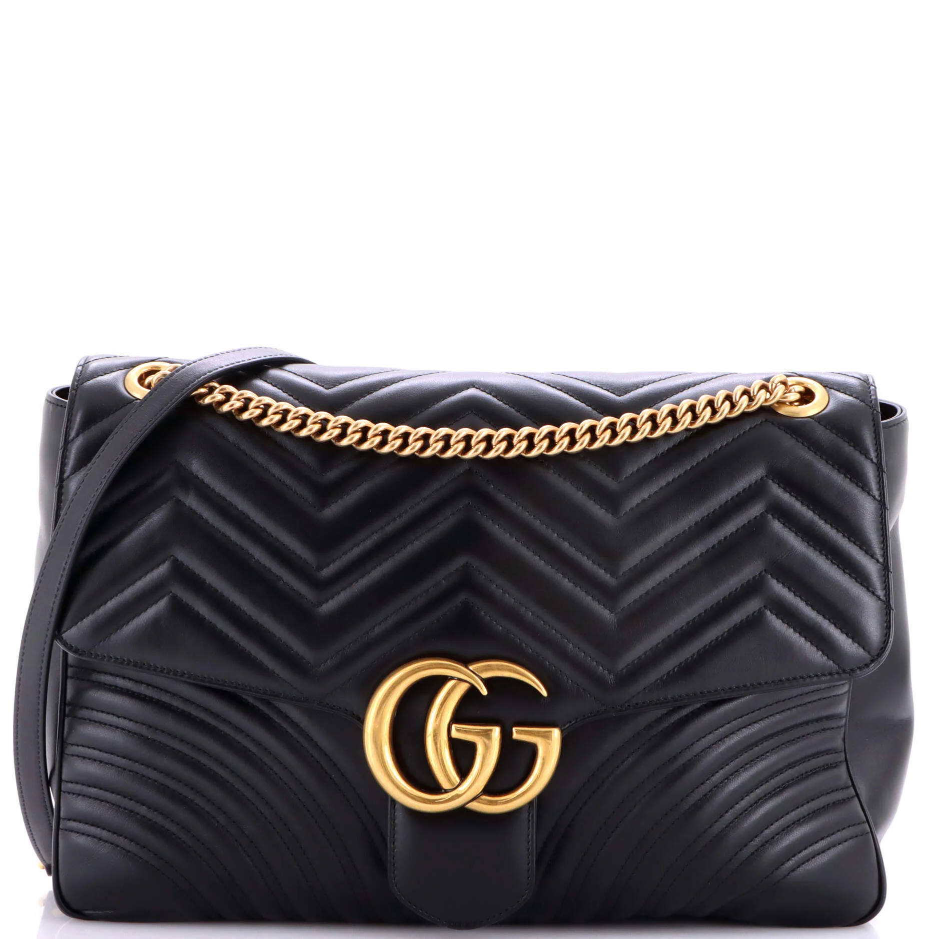 GG Marmont Flap Bag Matelasse Leather Large