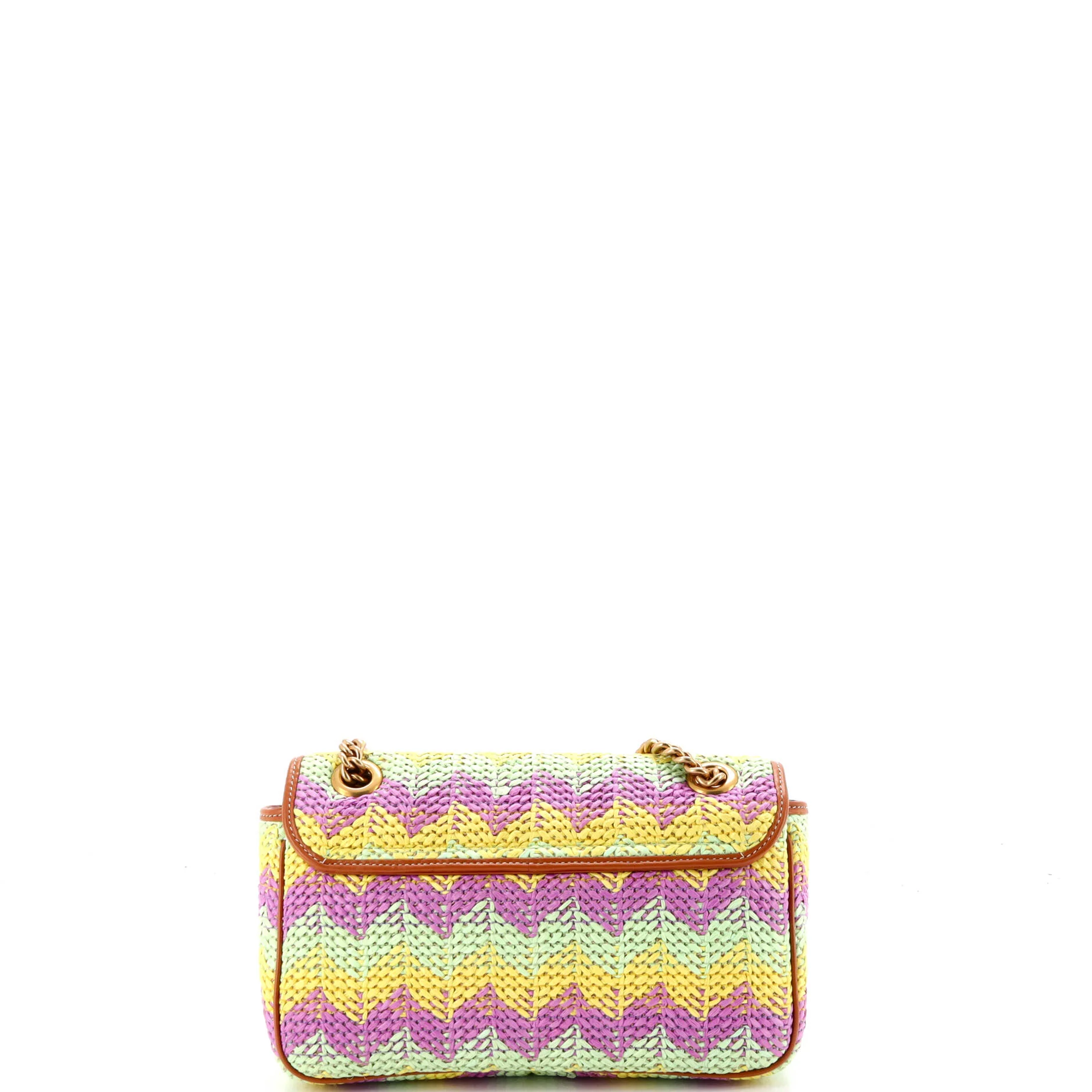 GG Marmont Flap Bag Woven Raffia Small - Image 3