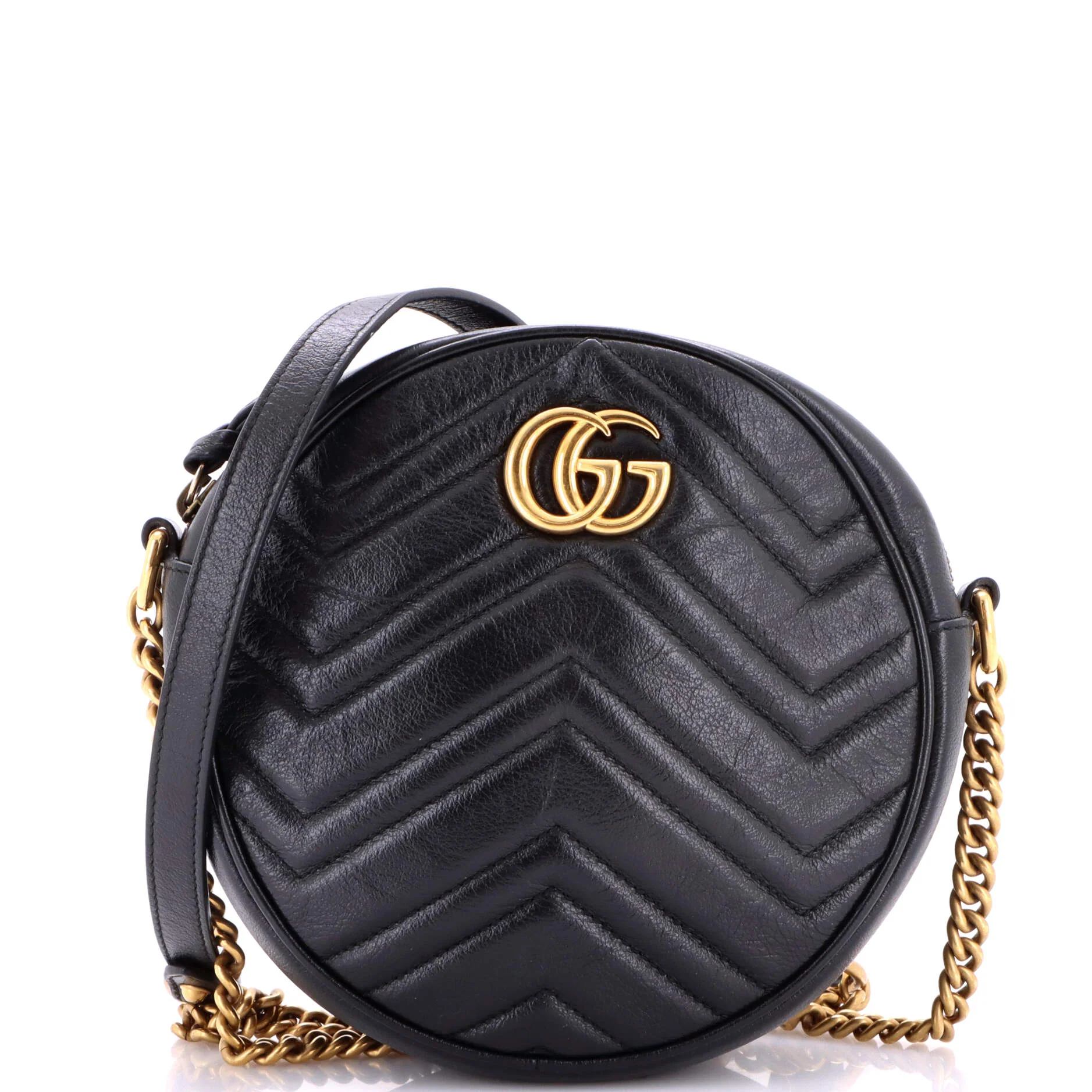 GG Marmont Round Shoulder Bag Matelasse Leather Mini