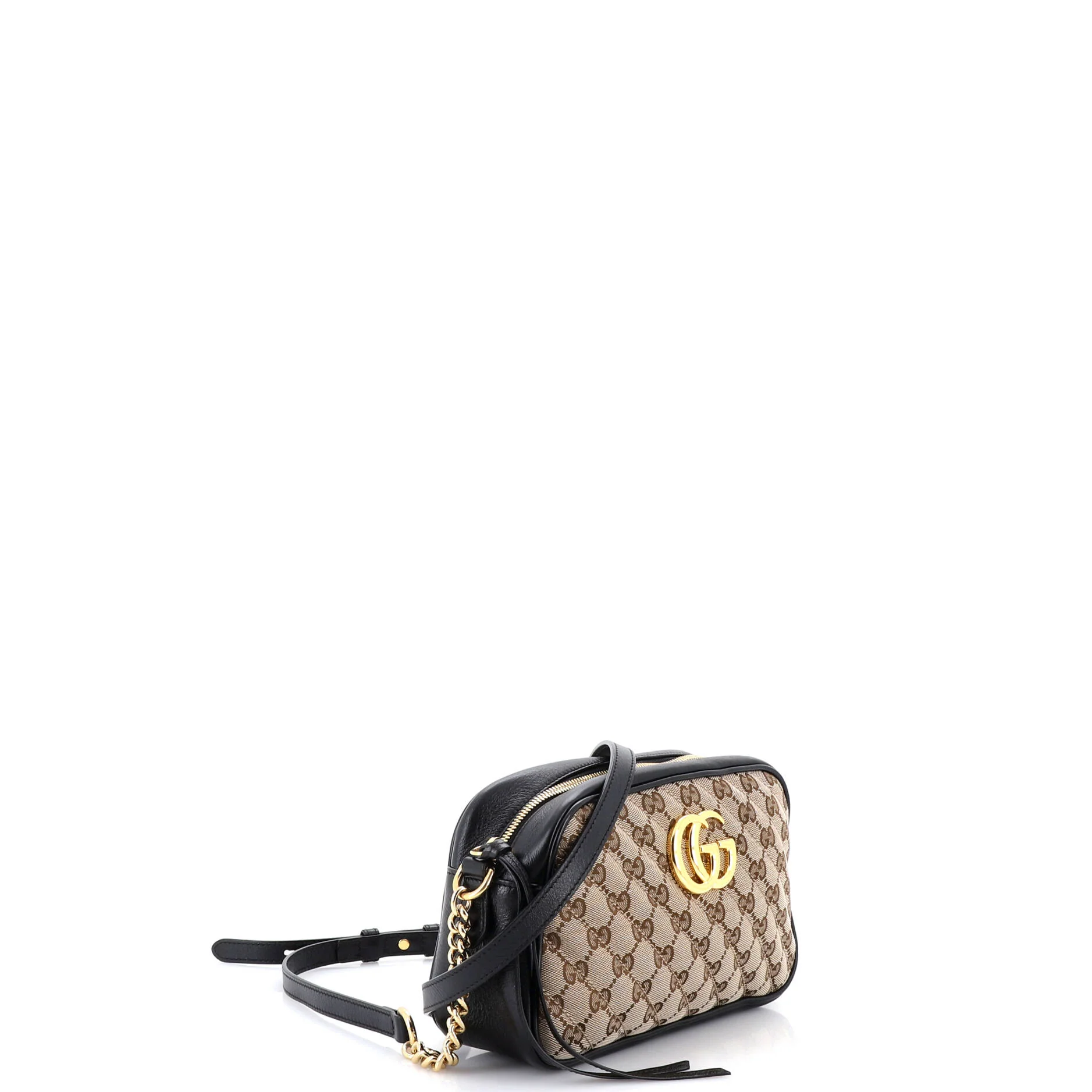 GG Marmont Shoulder Bag Diagonal Quilted GG Canvas with Leather Small - Image 2