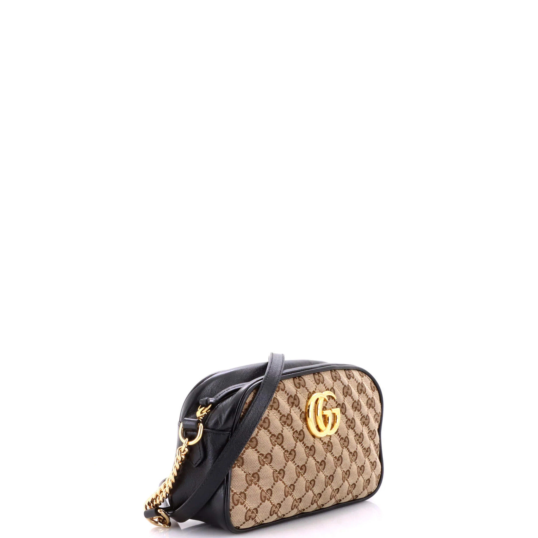 GG Marmont Shoulder Bag Diagonal Quilted GG Canvas with Leather Small - Image 2
