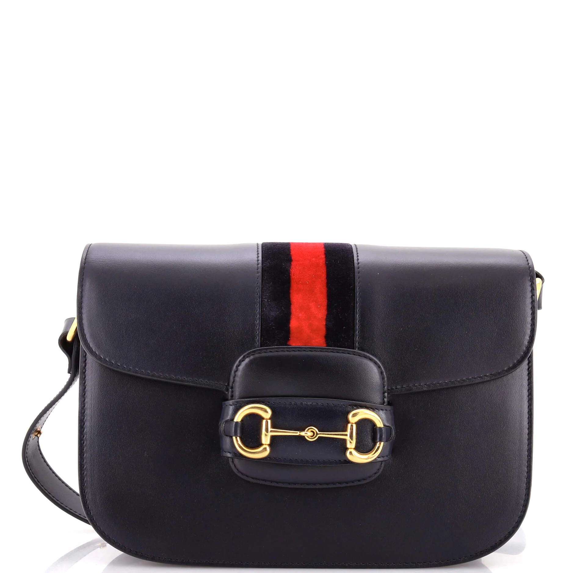 Horsebit 1955 Shoulder Bag Leather with Web Velvet Detail Small