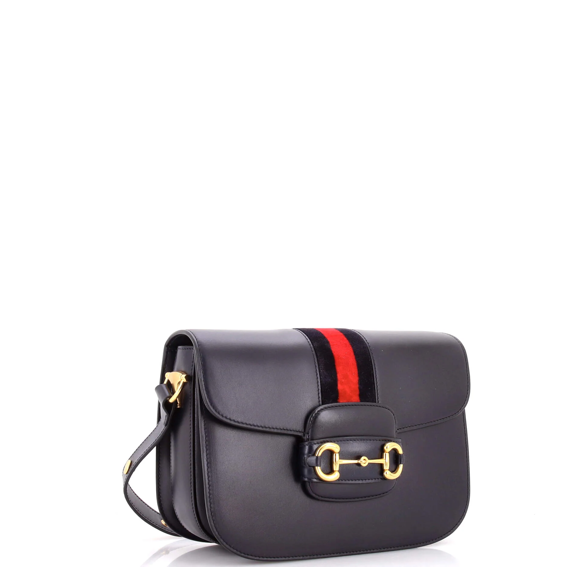 Horsebit 1955 Shoulder Bag Leather with Web Velvet Detail Small - Image 2