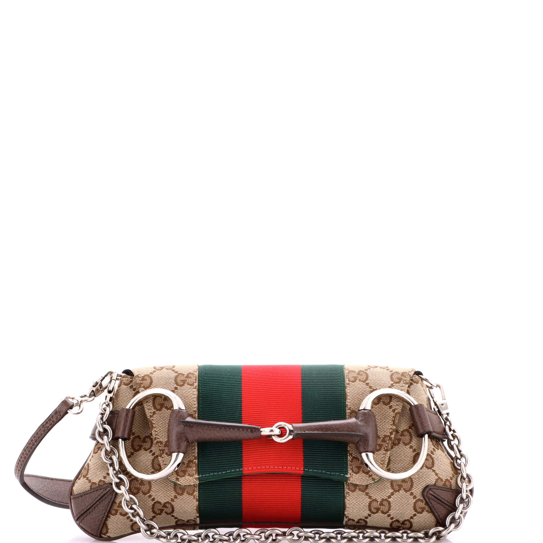 Horsebit NM Web Chain Clutch GG Canvas Small