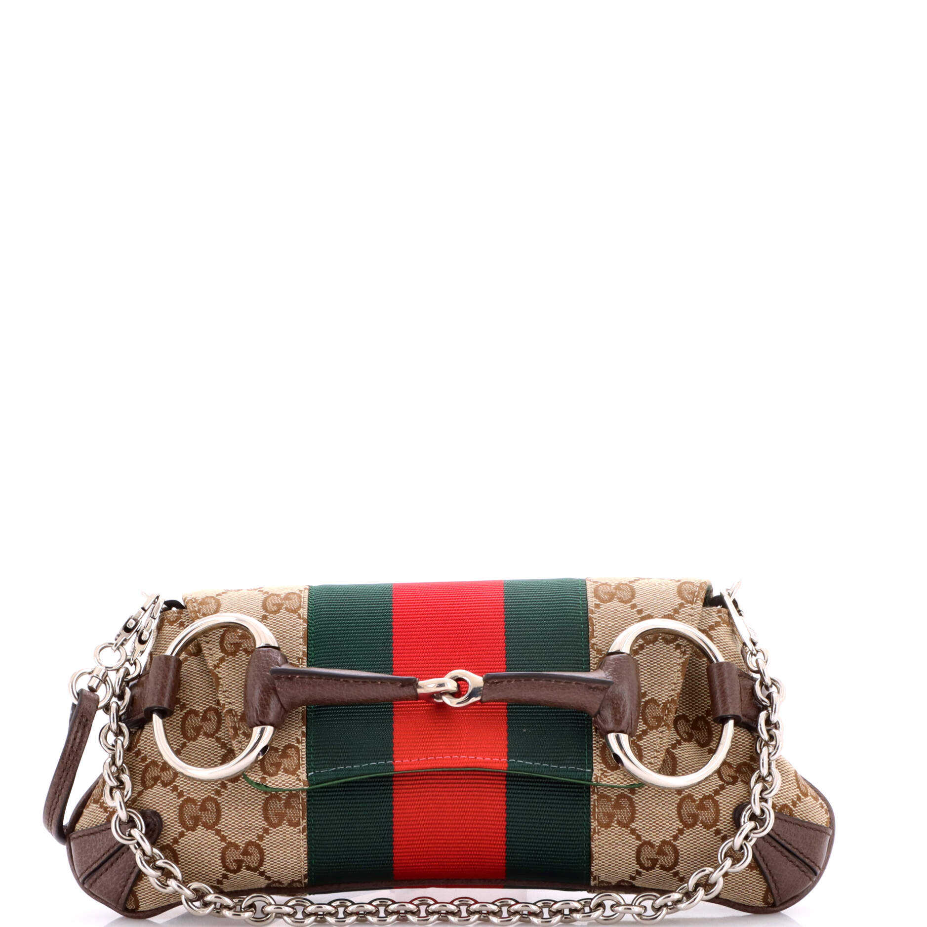 Horsebit NM Web Chain Clutch GG Canvas Small