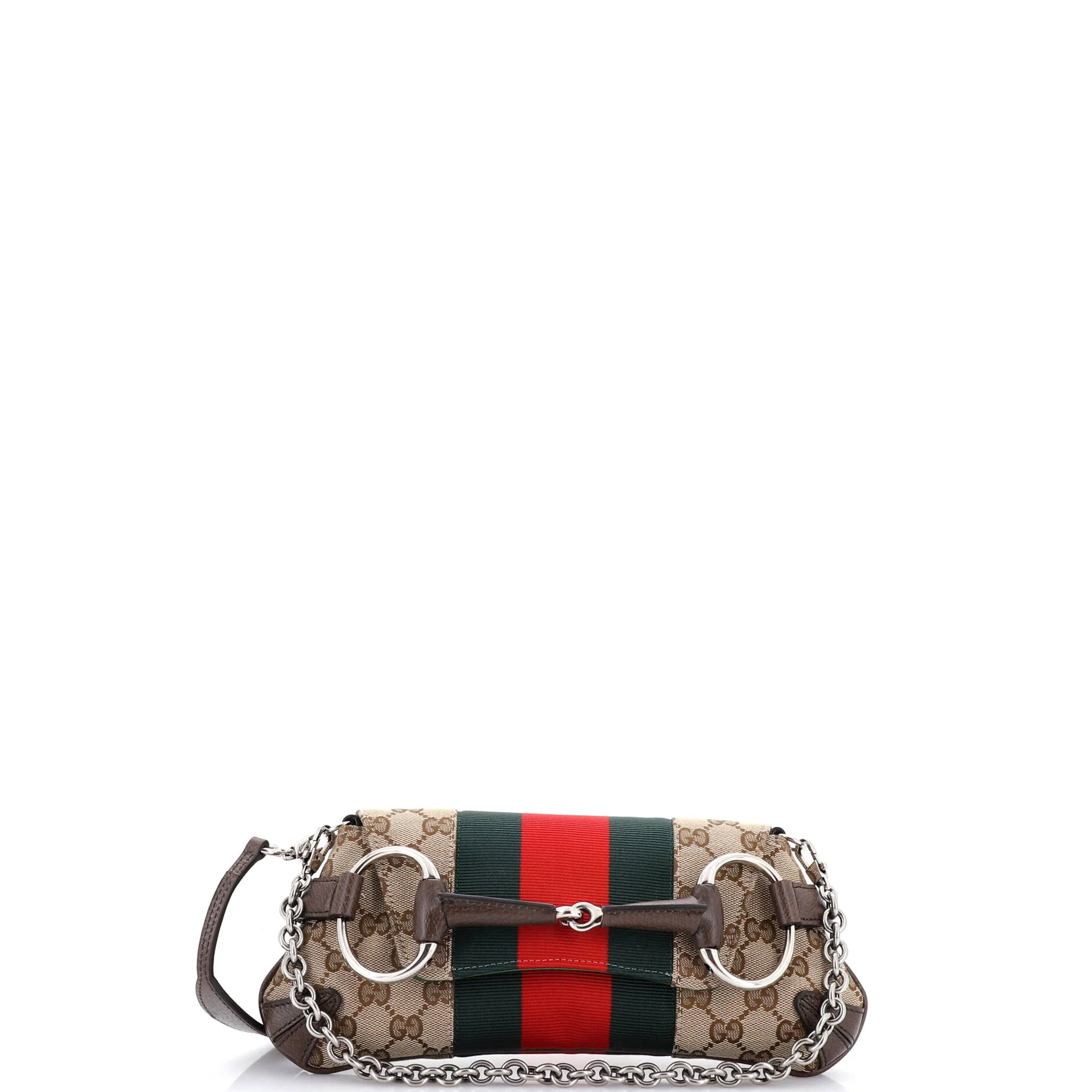 Horsebit NM Web Chain Clutch GG Canvas Small