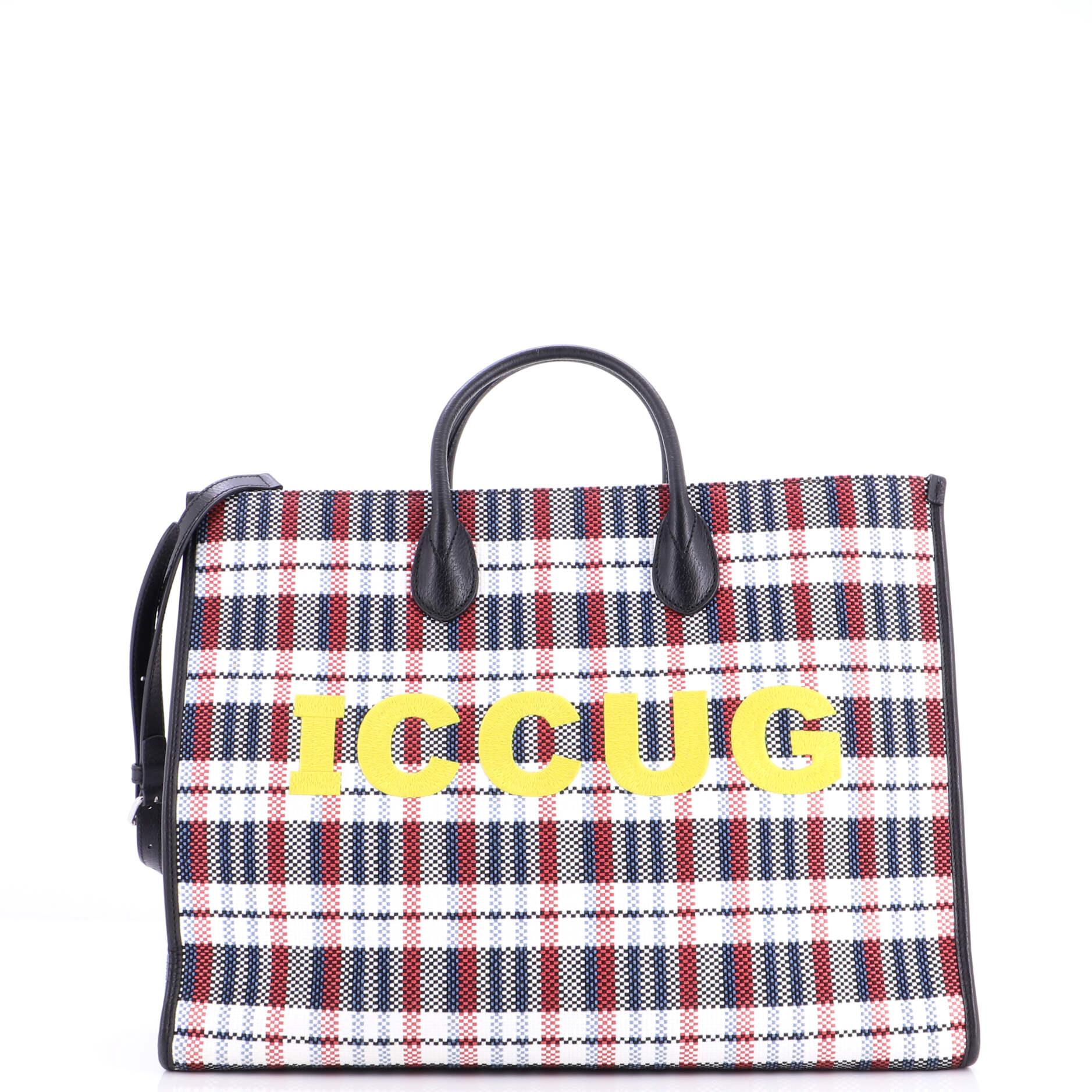 ICCUG Tote Embroidered Faux Raffia Large