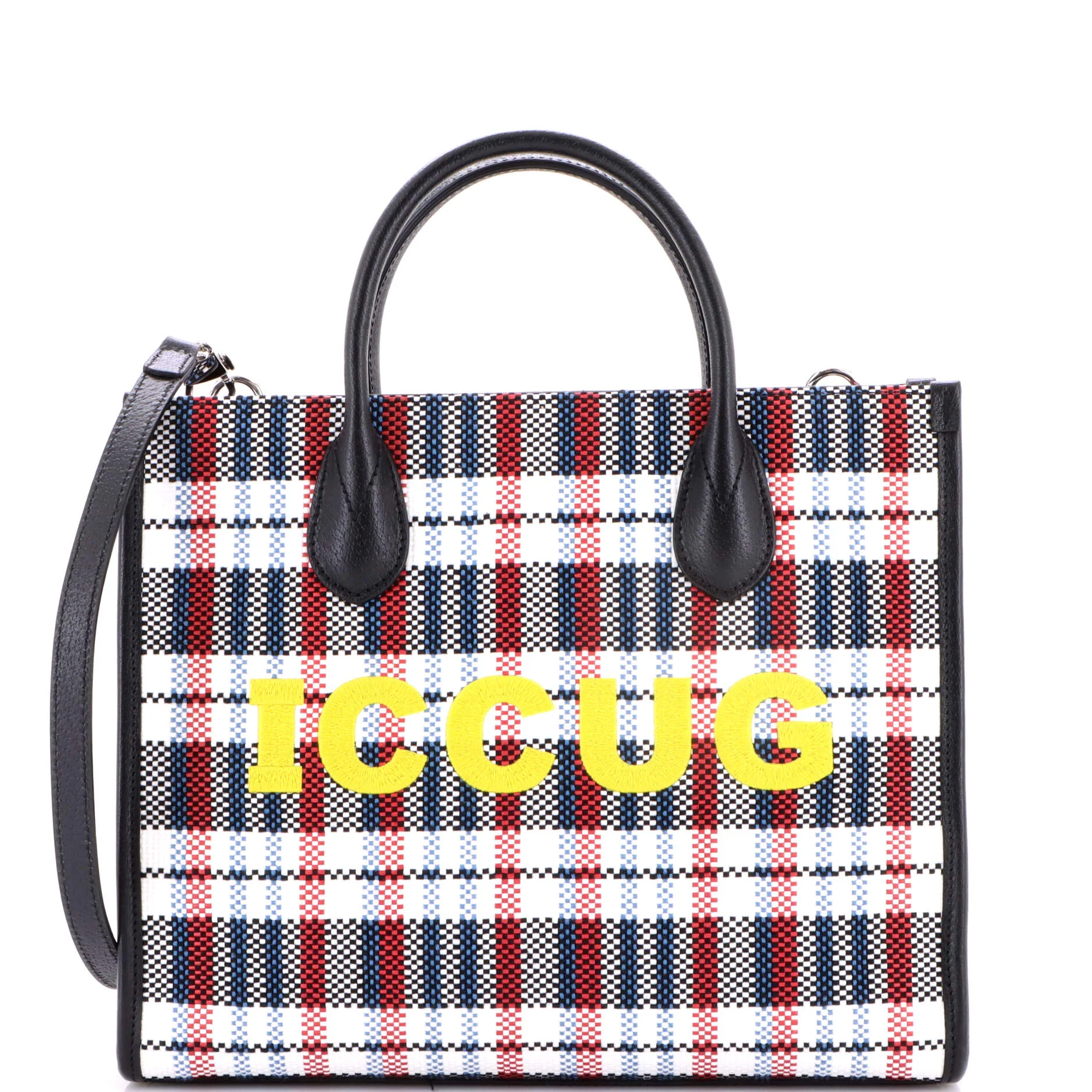 ICCUG Tote Embroidered Faux Raffia Small