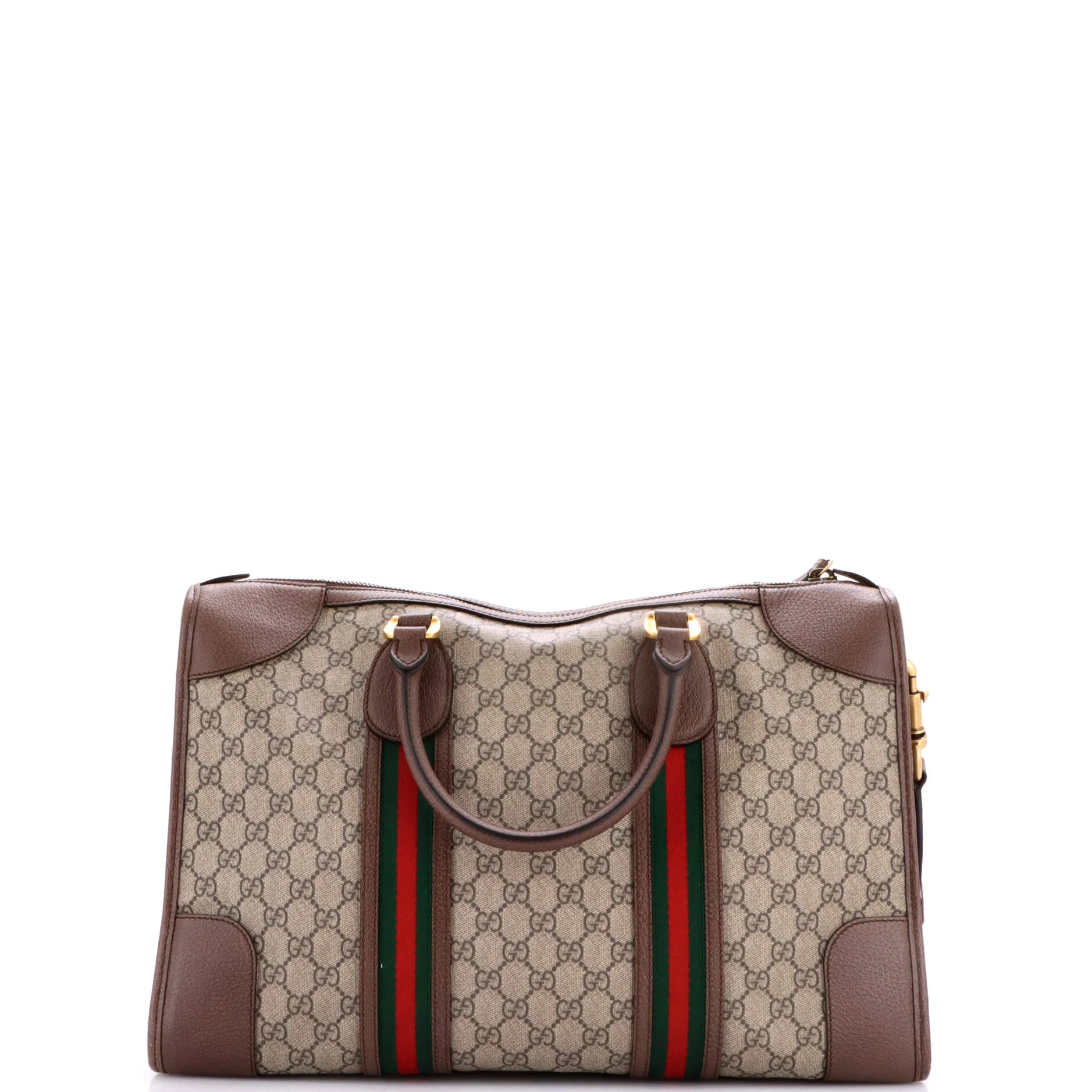 Neo Vintage Web Duffle Bag GG Coated Canvas with Leather Medium - Image 3