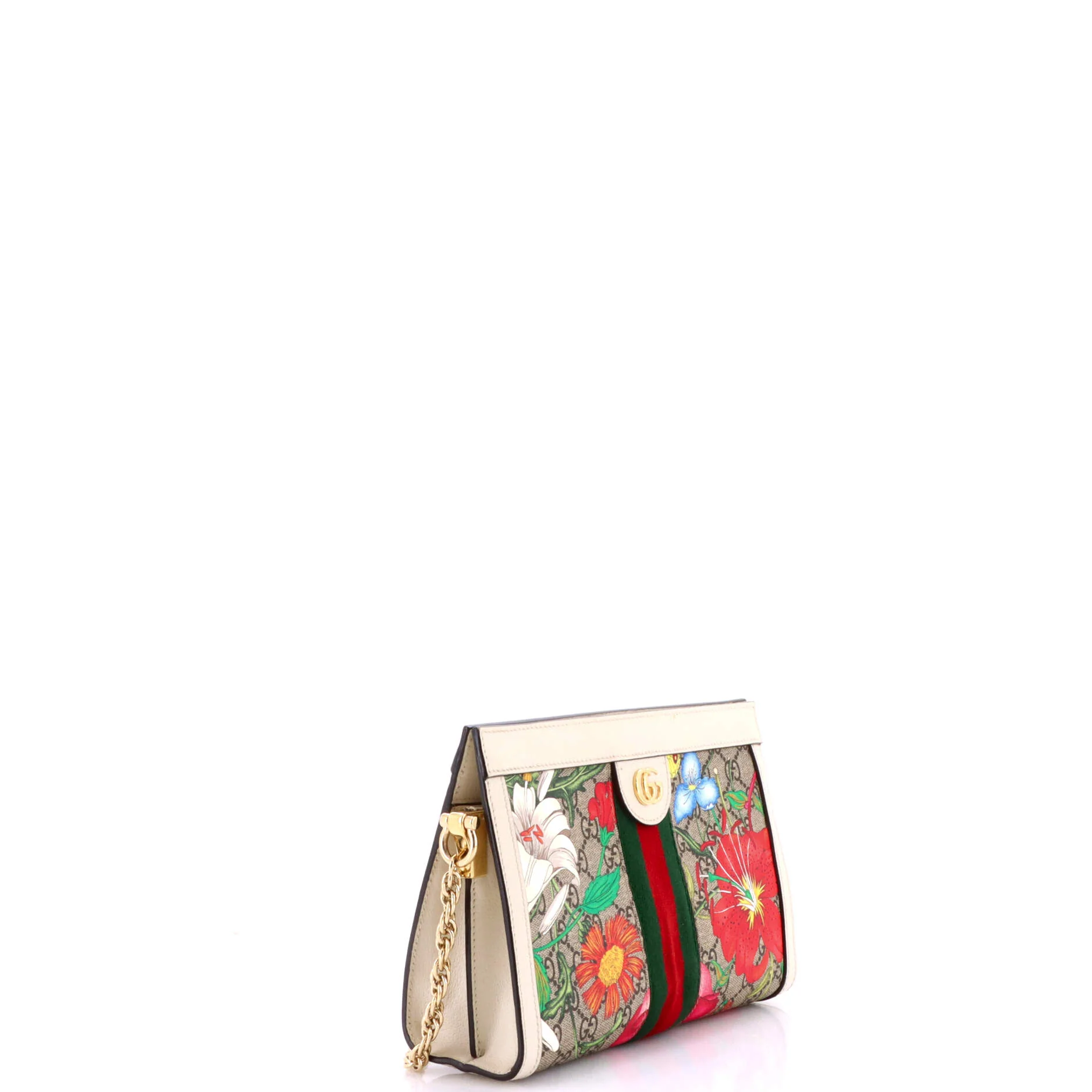 Ophidia Chain Shoulder Bag Flora GG Coated Canvas Small - Image 2