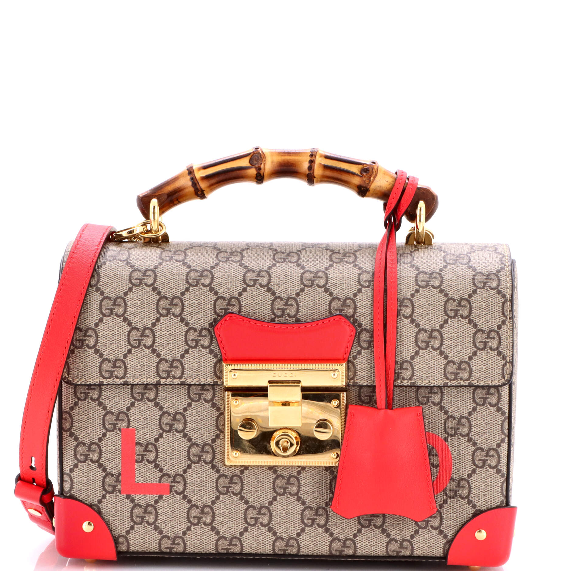 Padlock Bamboo Shoulder Bag Printed GG Coated Canvas Small