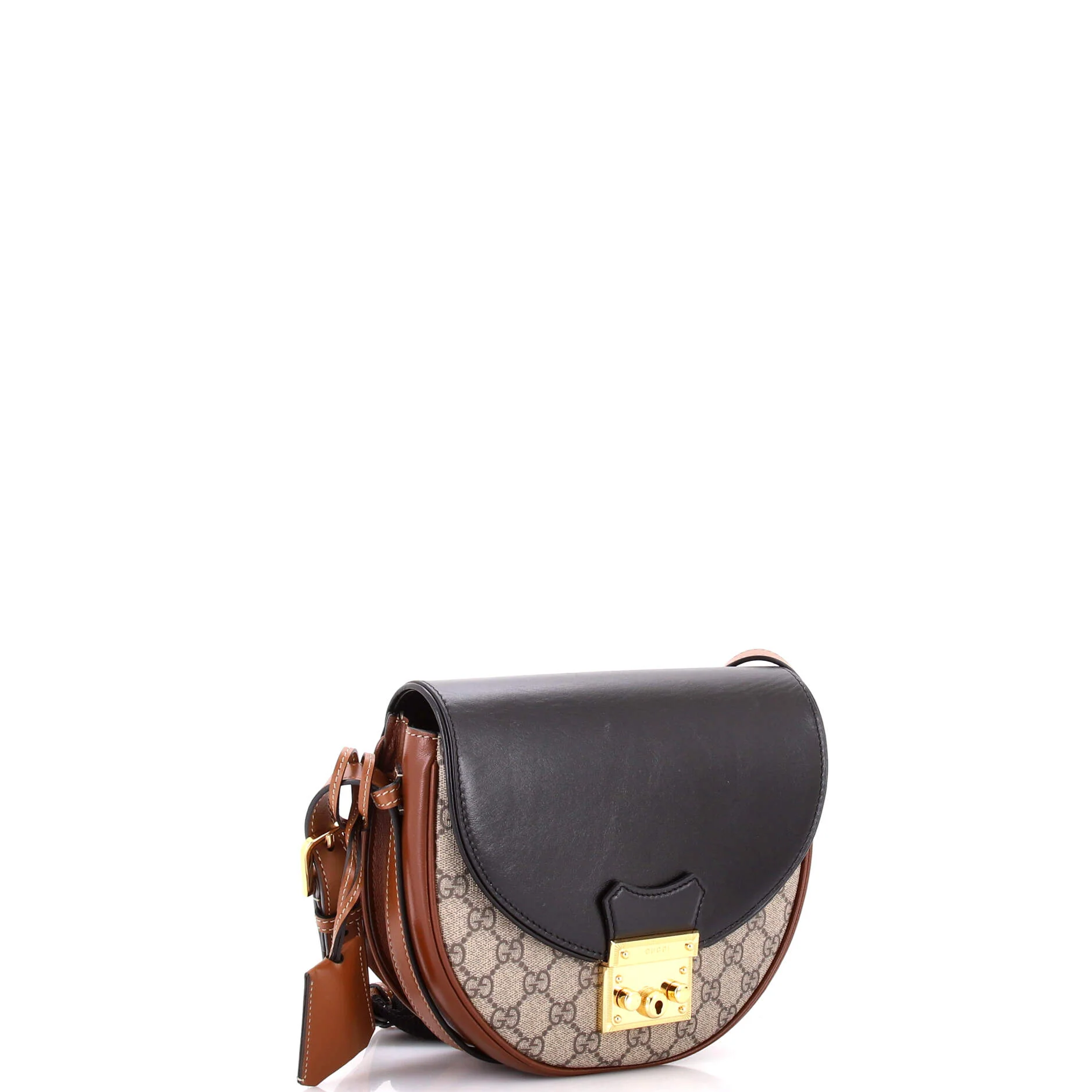 Padlock Saddle Shoulder Bag GG Coated Canvas and Leather Small - Image 2