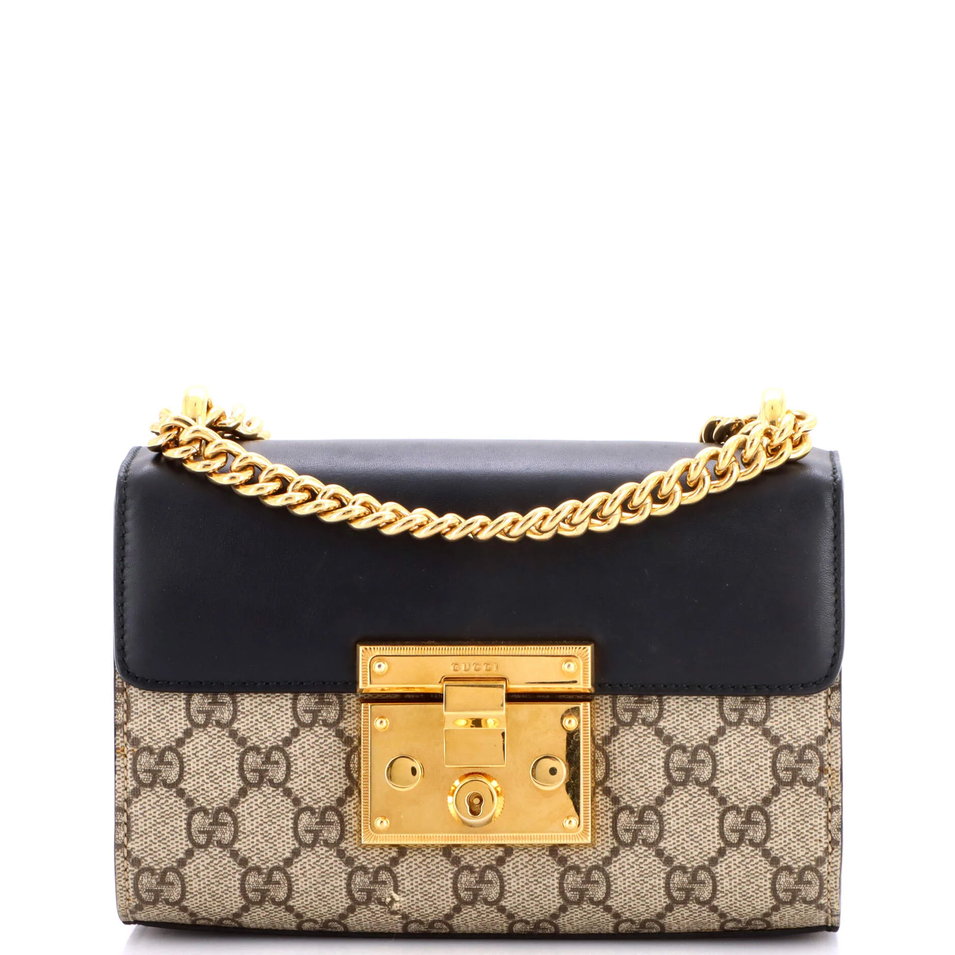 Padlock Shoulder Bag GG Coated Canvas and Leather Small