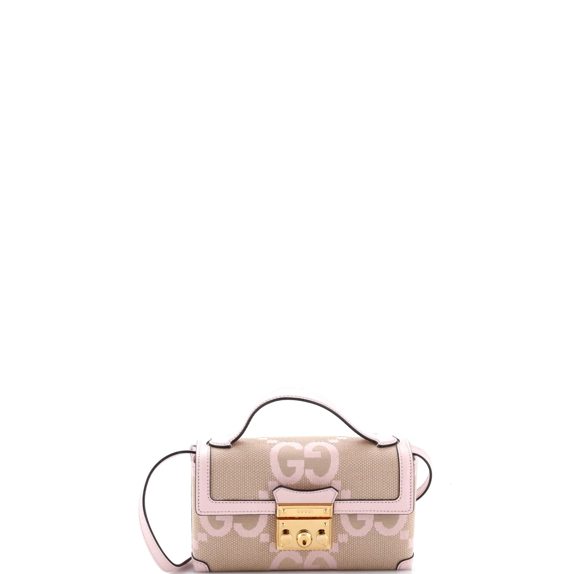 Padlock Top Handle Bag Jumbo GG Canvas with Leather Mini