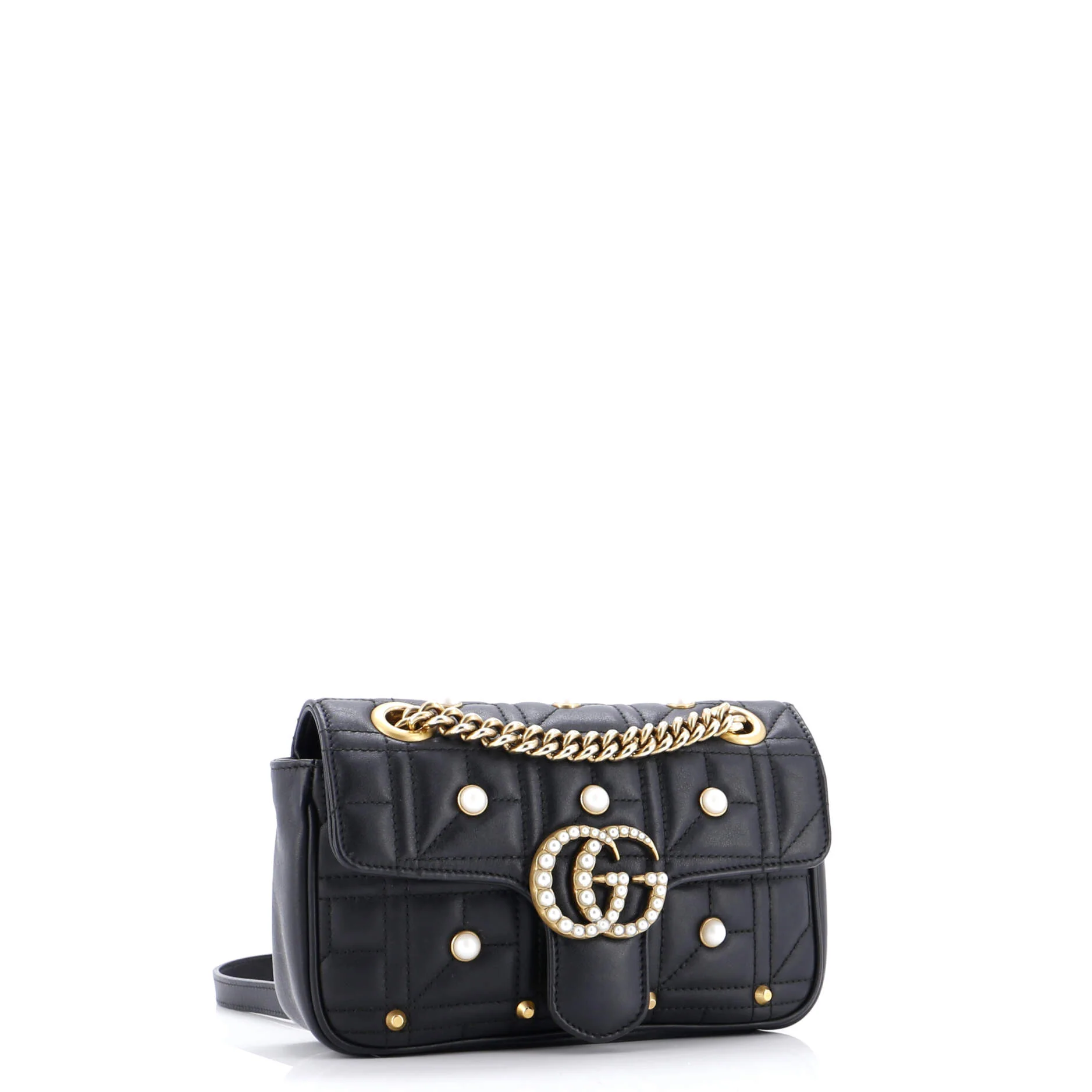 Pearly GG Marmont Flap Bag Embellished Matelasse Leather Mini - Image 2