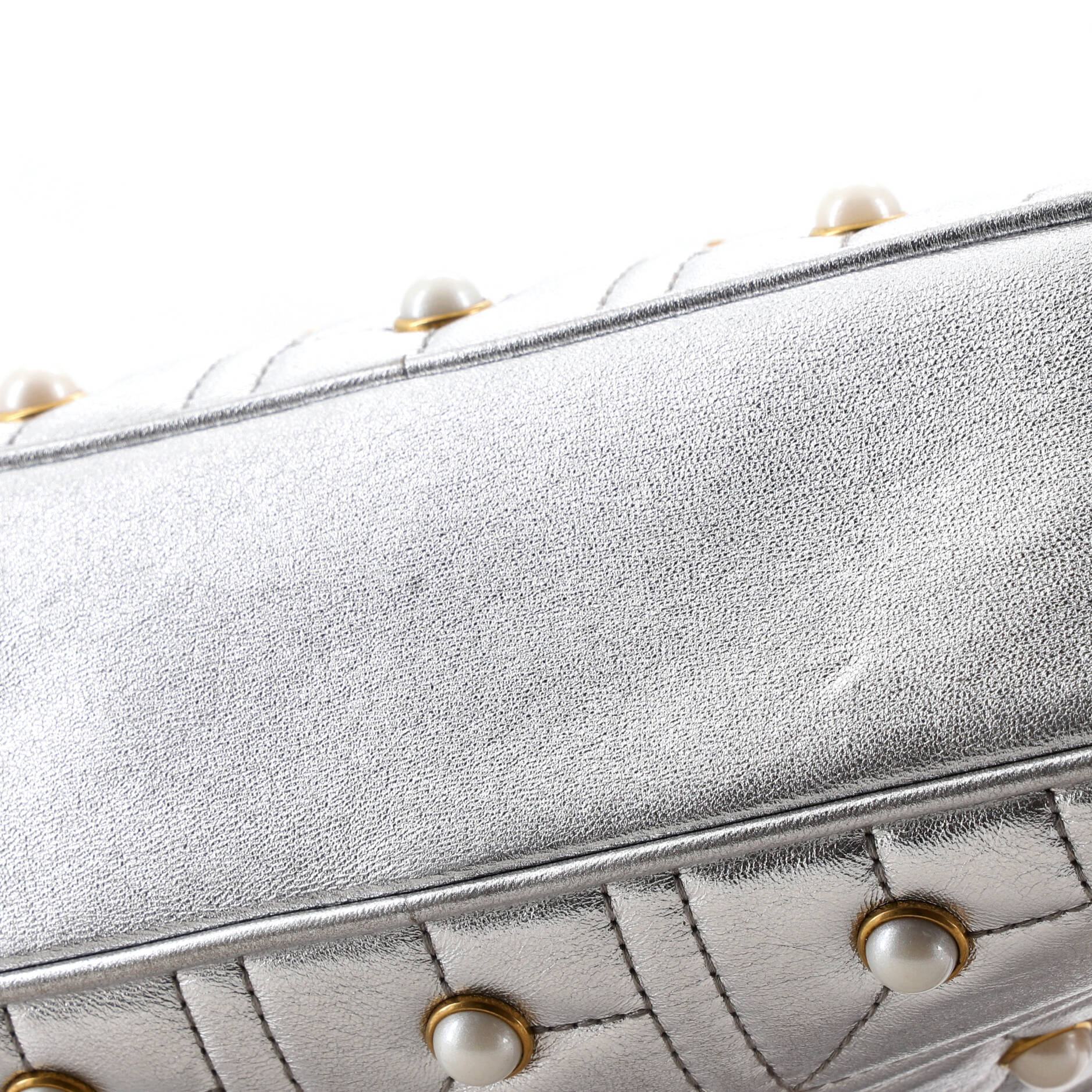 Pearly GG Marmont Shoulder Bag Embellished Matelasse Leather Small - Image 6