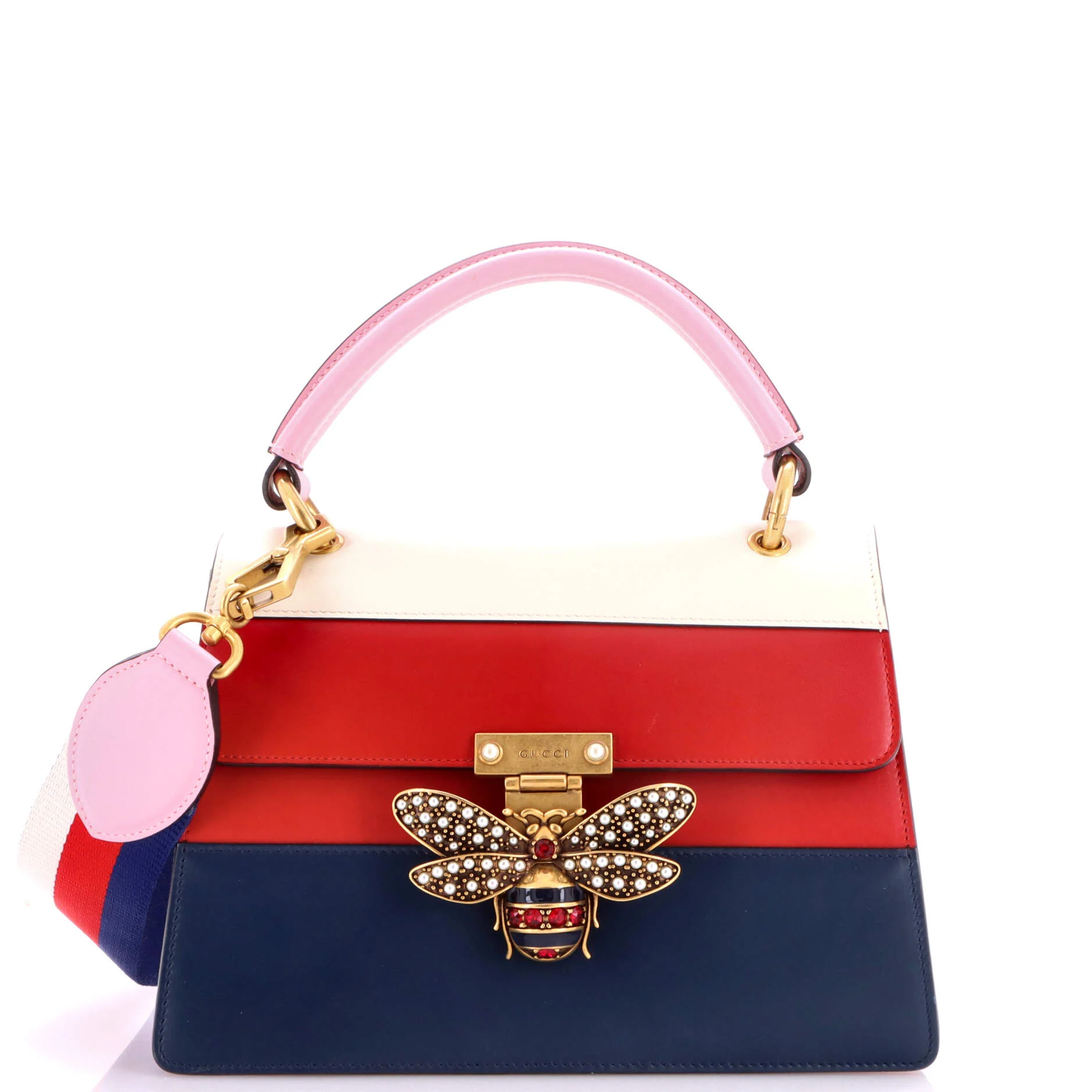 Queen Margaret Top Handle Bag Colorblock Leather Small
