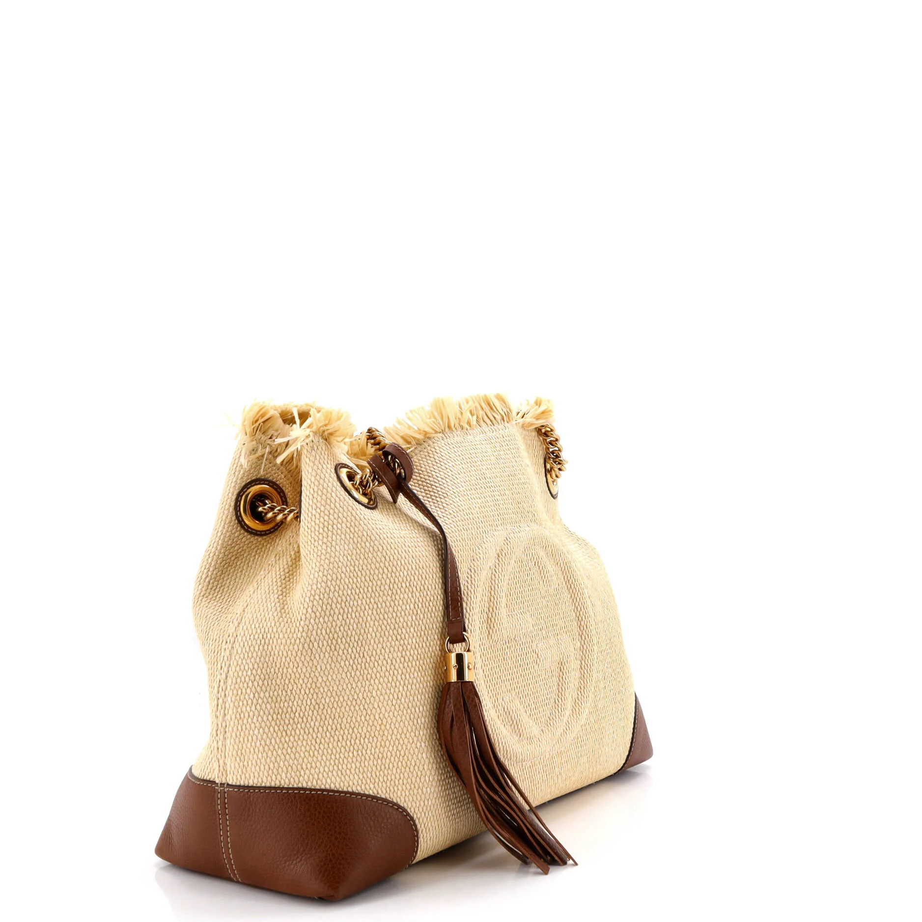Soho Chain Strap Shoulder Bag Straw and Leather Medium - Image 2