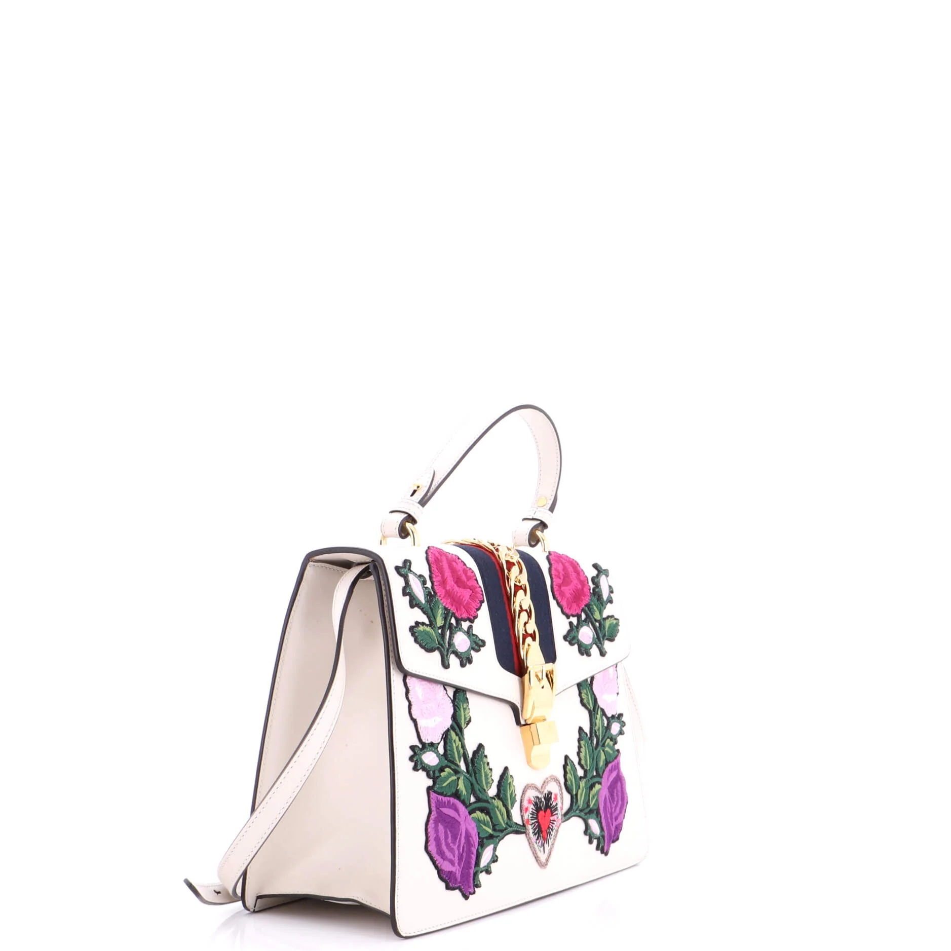 Sylvie Top Handle Bag Embroidered Leather Medium - Image 2