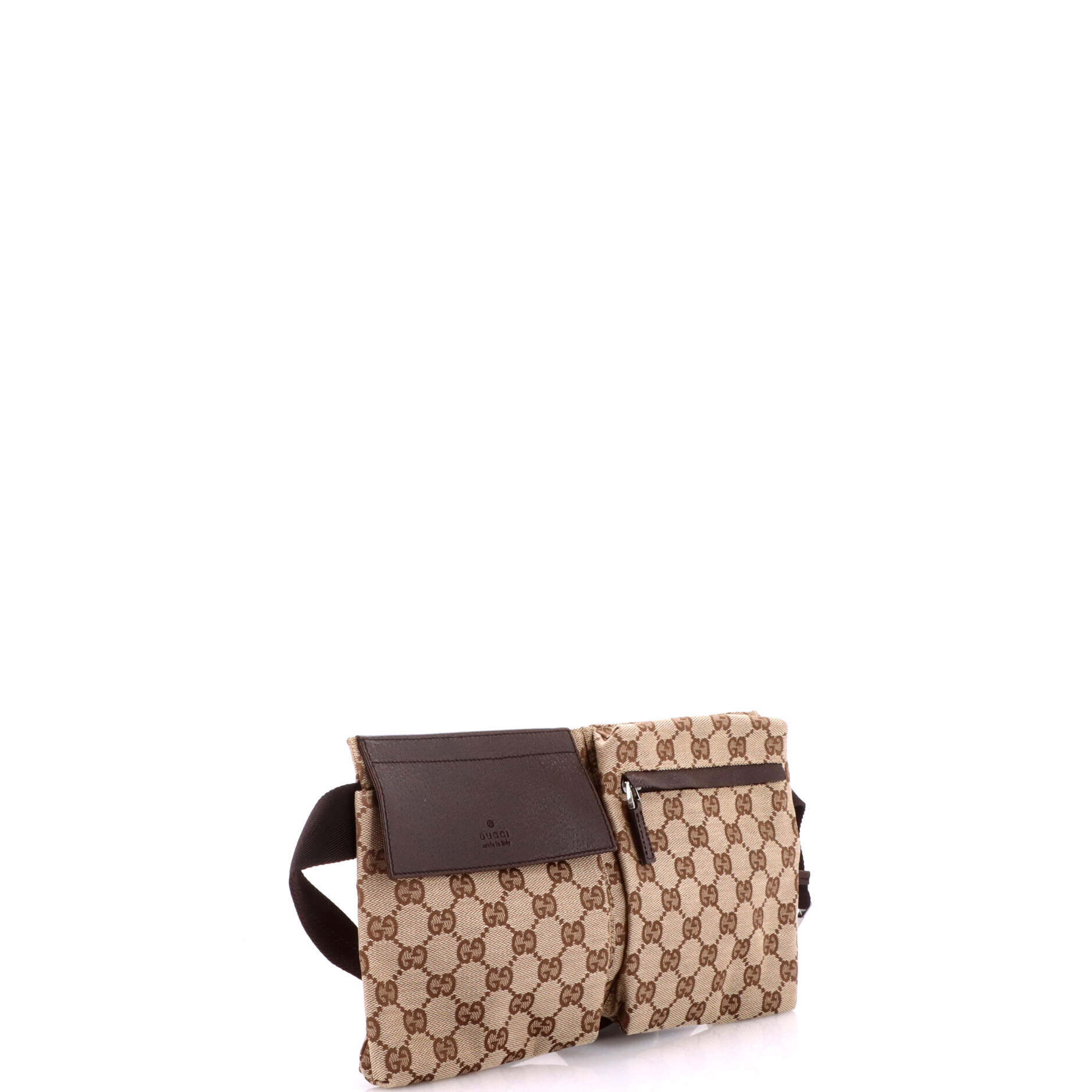 Vintage Double Belt Bag GG Canvas with Leather Small - Image 2