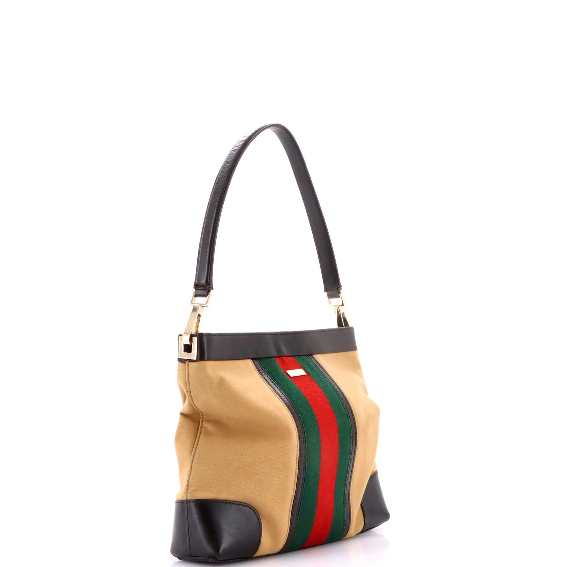 Vintage Web Shoulder Bag Canvas and Leather - Image 2
