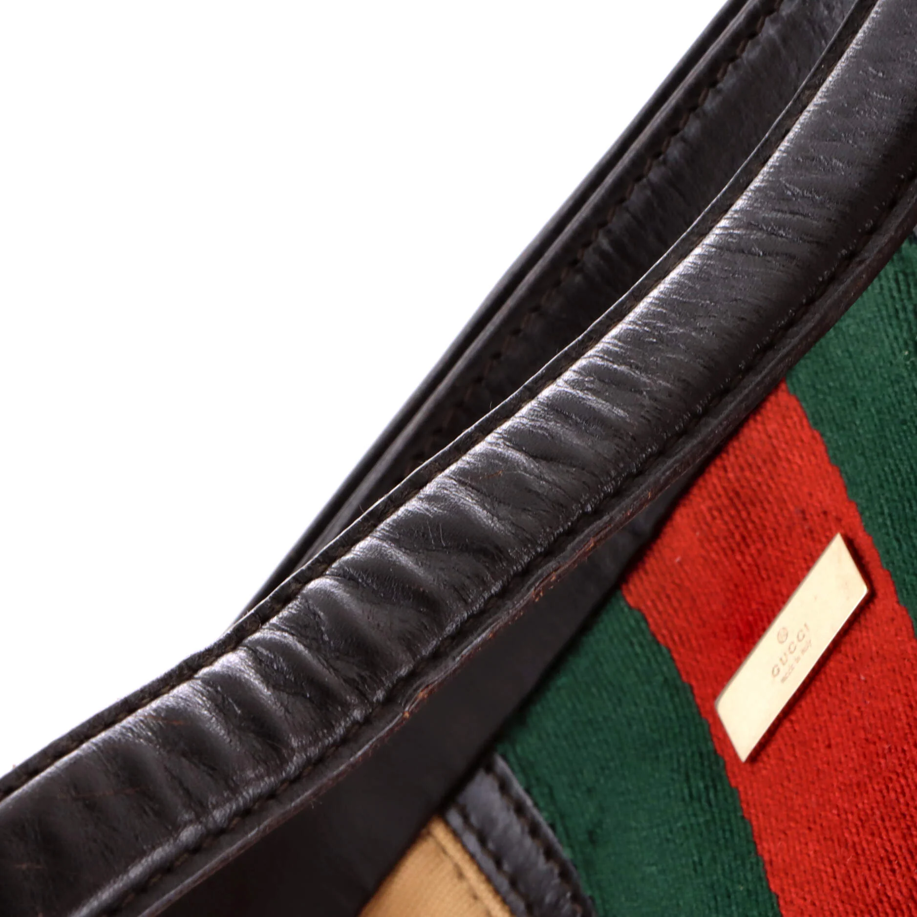 Vintage Web Shoulder Bag Canvas and Leather - Image 7